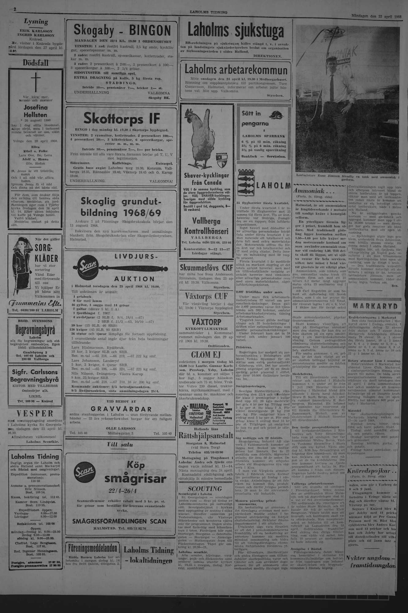 Laholms Tidning Måndag 22 april 1968, sida 2
