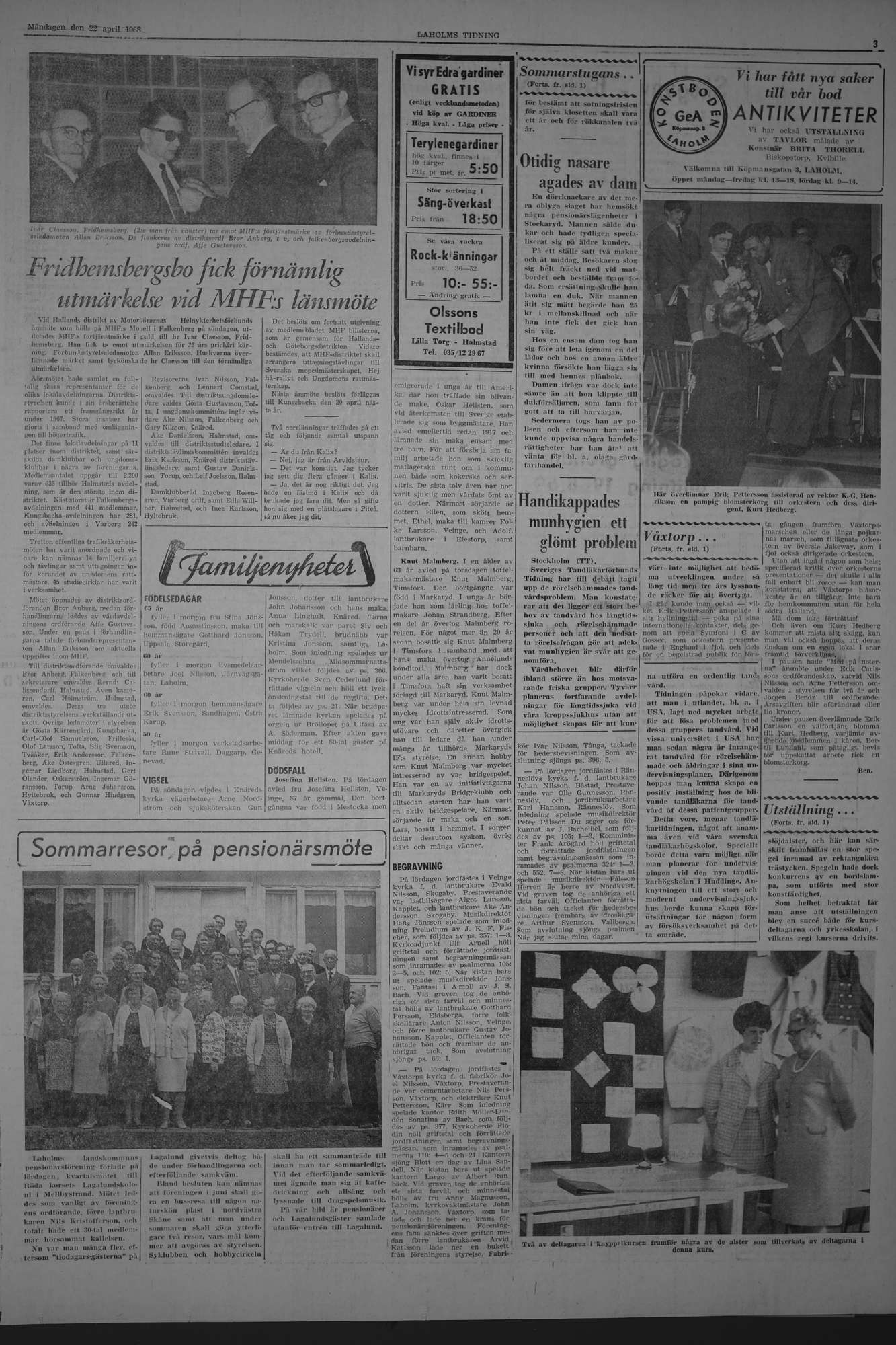 Laholms Tidning Måndag 22 april 1968, sida 3