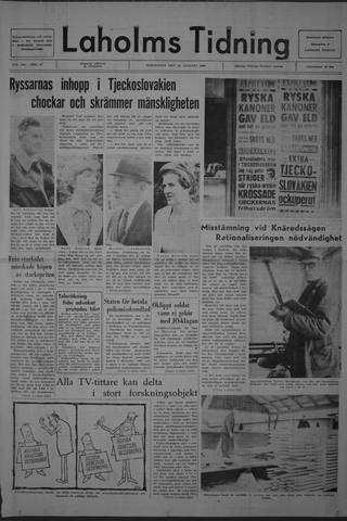 Förstasidan, Torsdag 22 augusti 1968