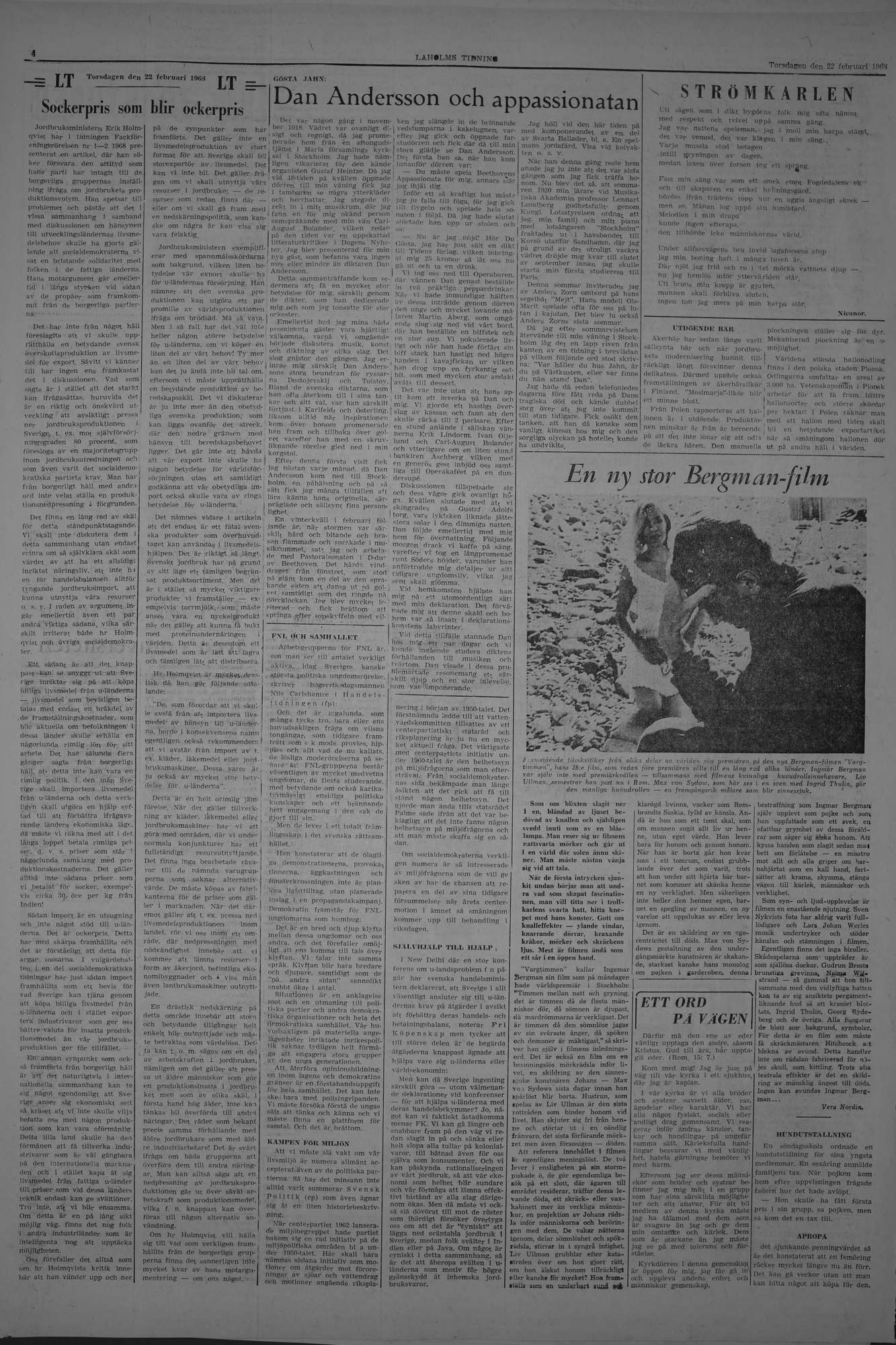 Laholms Tidning Torsdag 22 februari 1968, sida 4