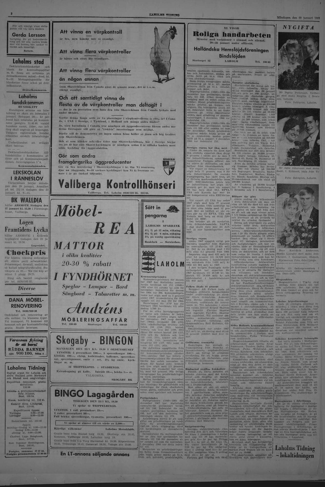 Laholms Tidning Måndag 22 januari 1968, sida 2