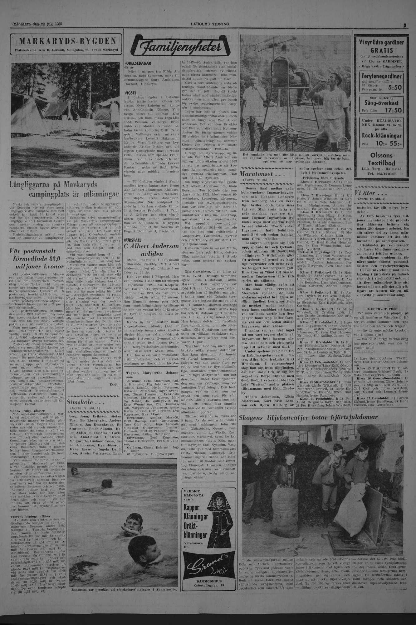 Laholms Tidning Måndag 22 juli 1968, sida 3