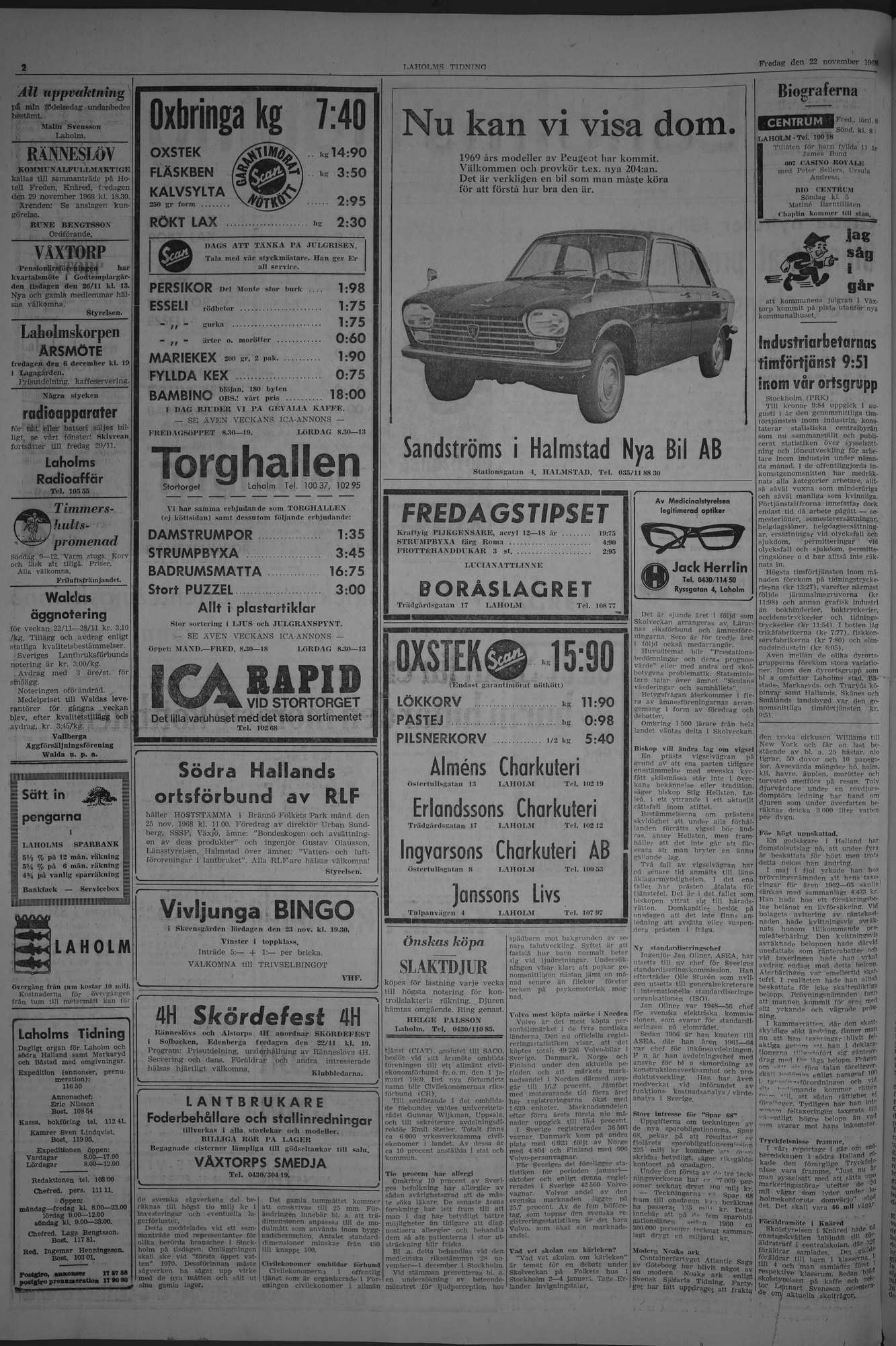 Laholms Tidning Fredag 22 november 1968, sida 2