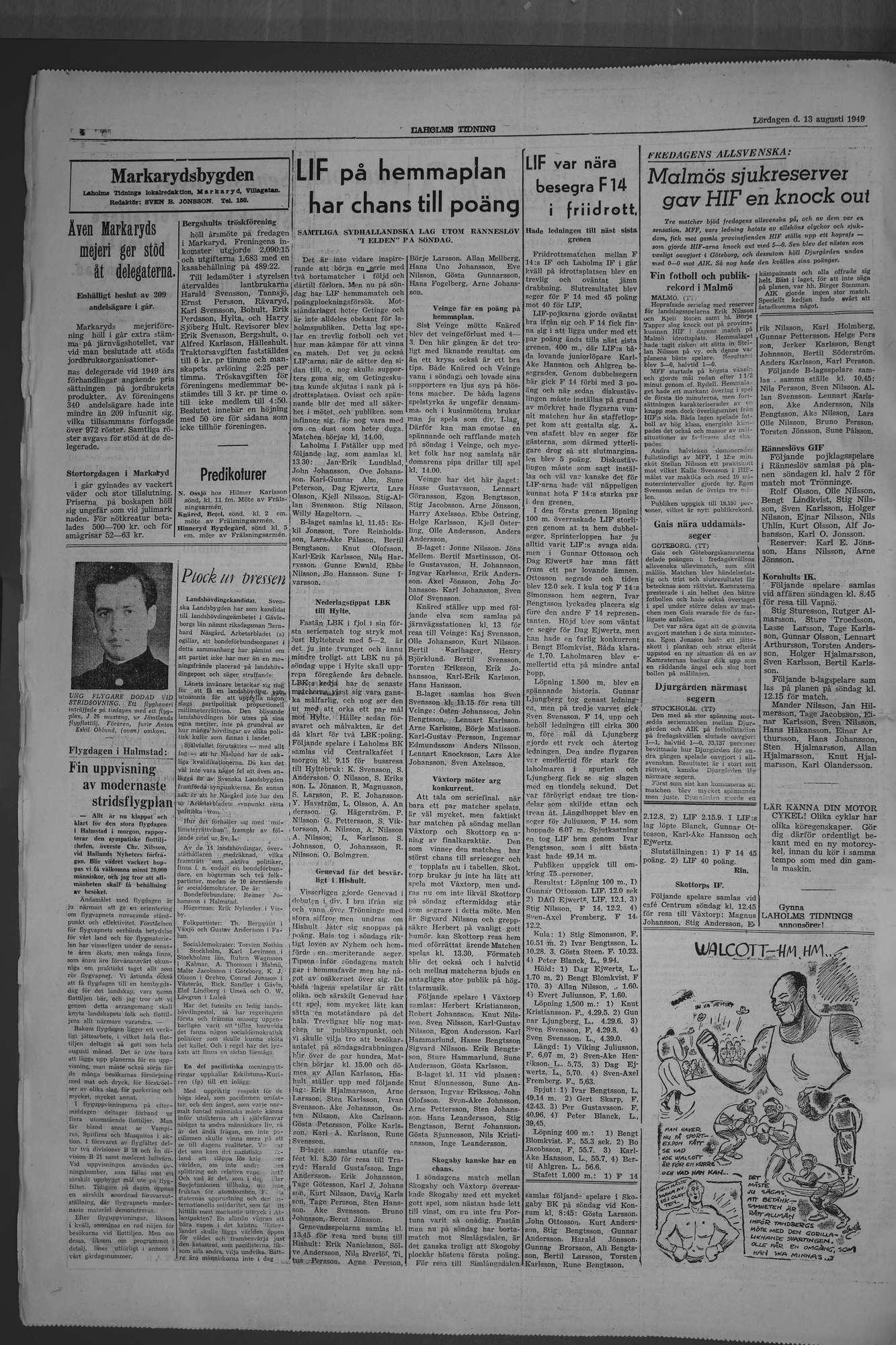 Laholms Tidning Lördag 13 augusti 1949, sida 4