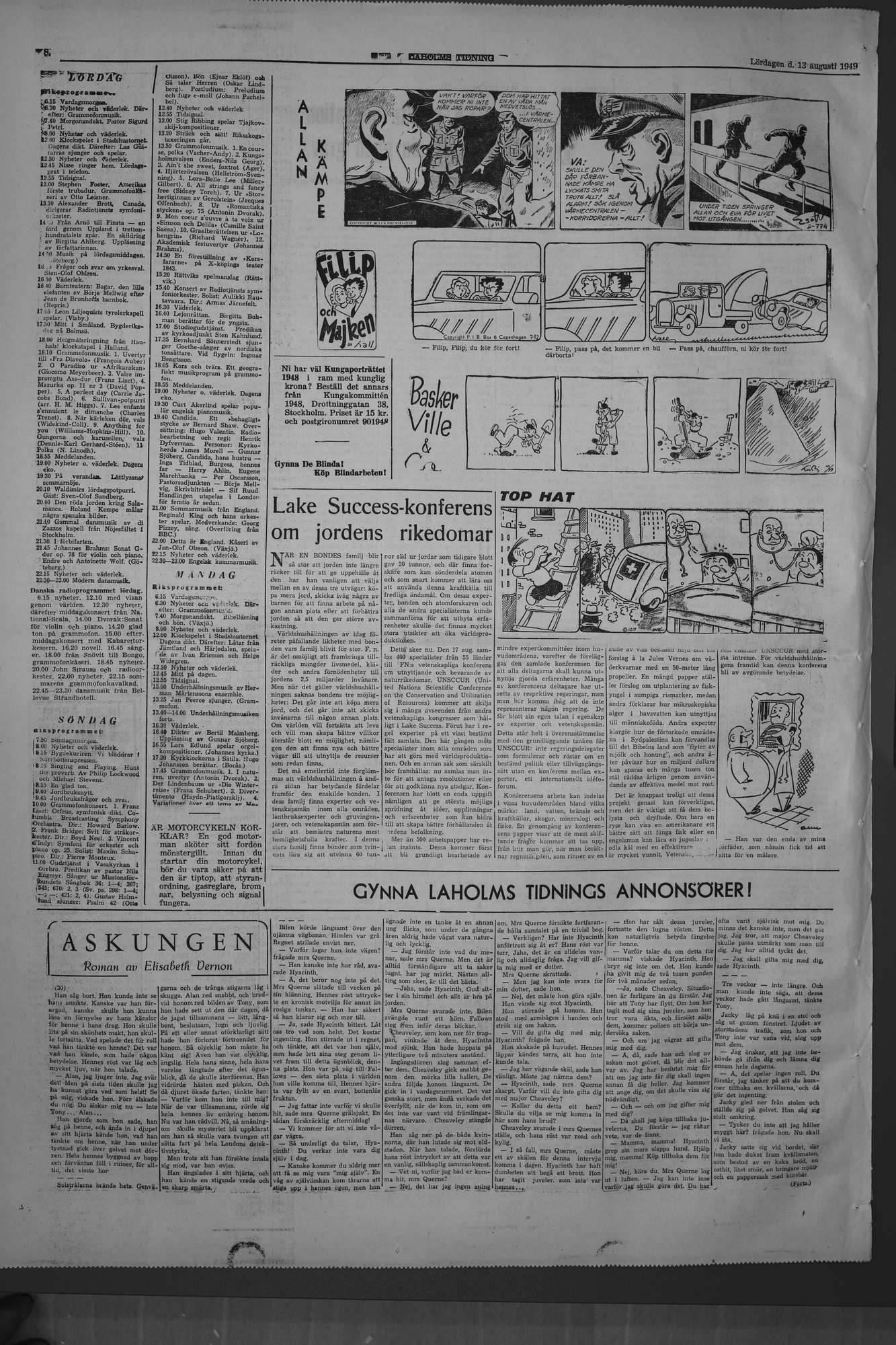 Laholms Tidning Lördag 13 augusti 1949, sida 8