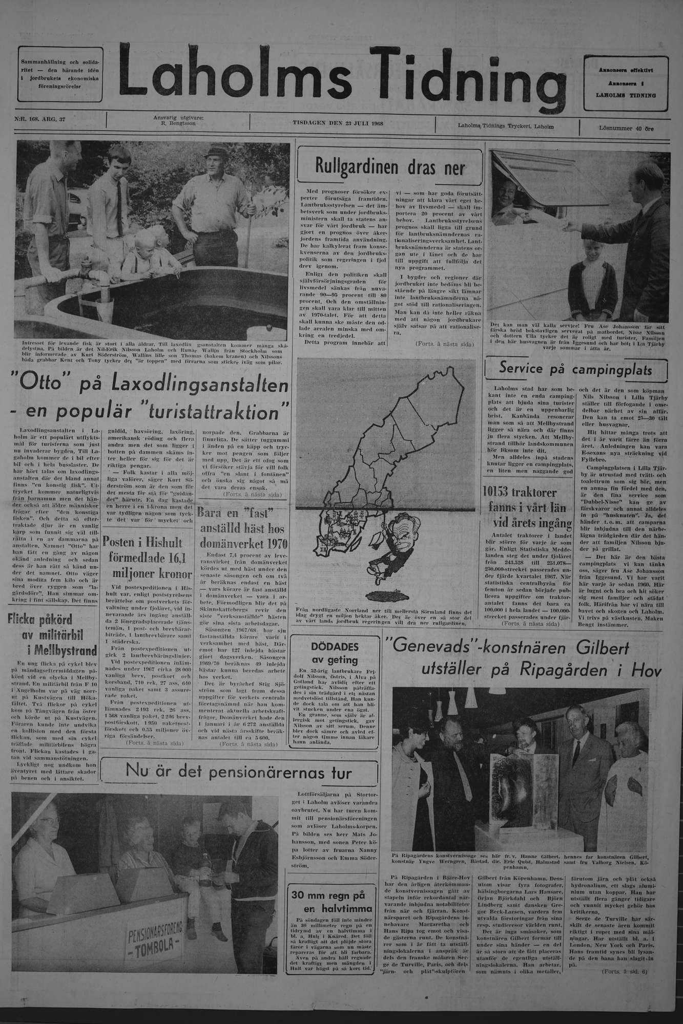 Laholms Tidning Tisdag 23 juli 1968, sida 1