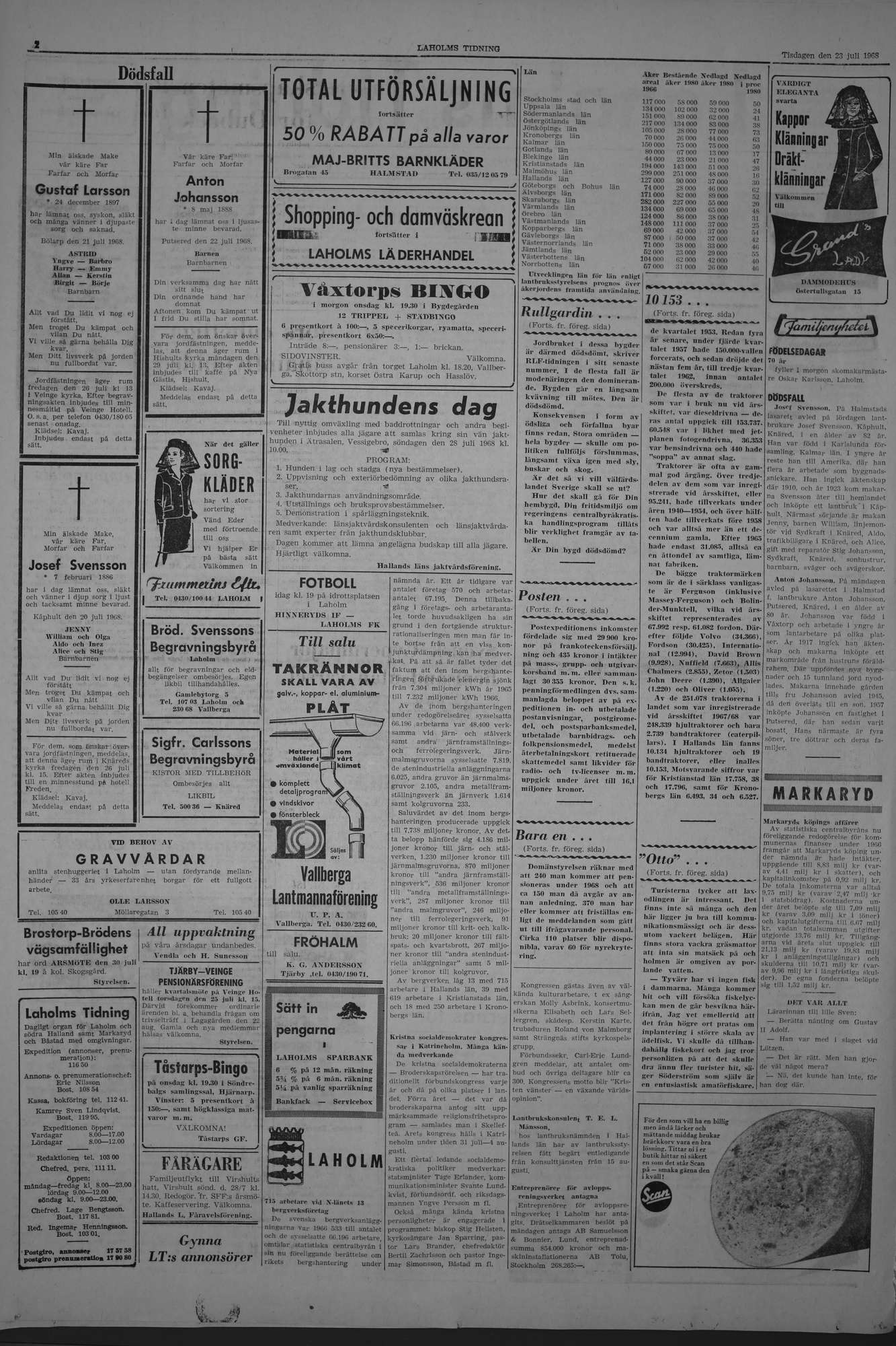 Laholms Tidning Tisdag 23 juli 1968, sida 2