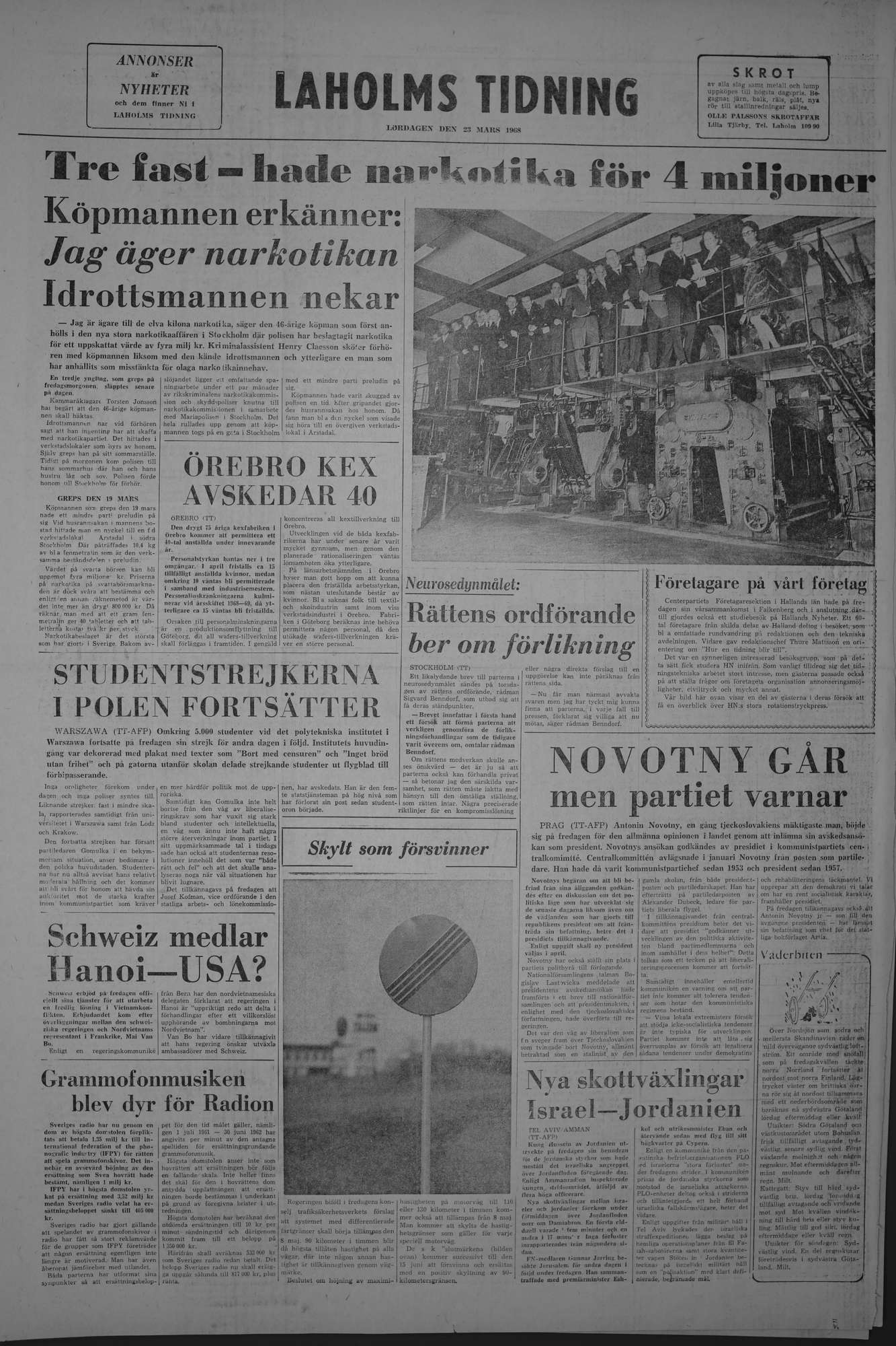 Laholms Tidning Lördag 23 mars 1968, sida 8