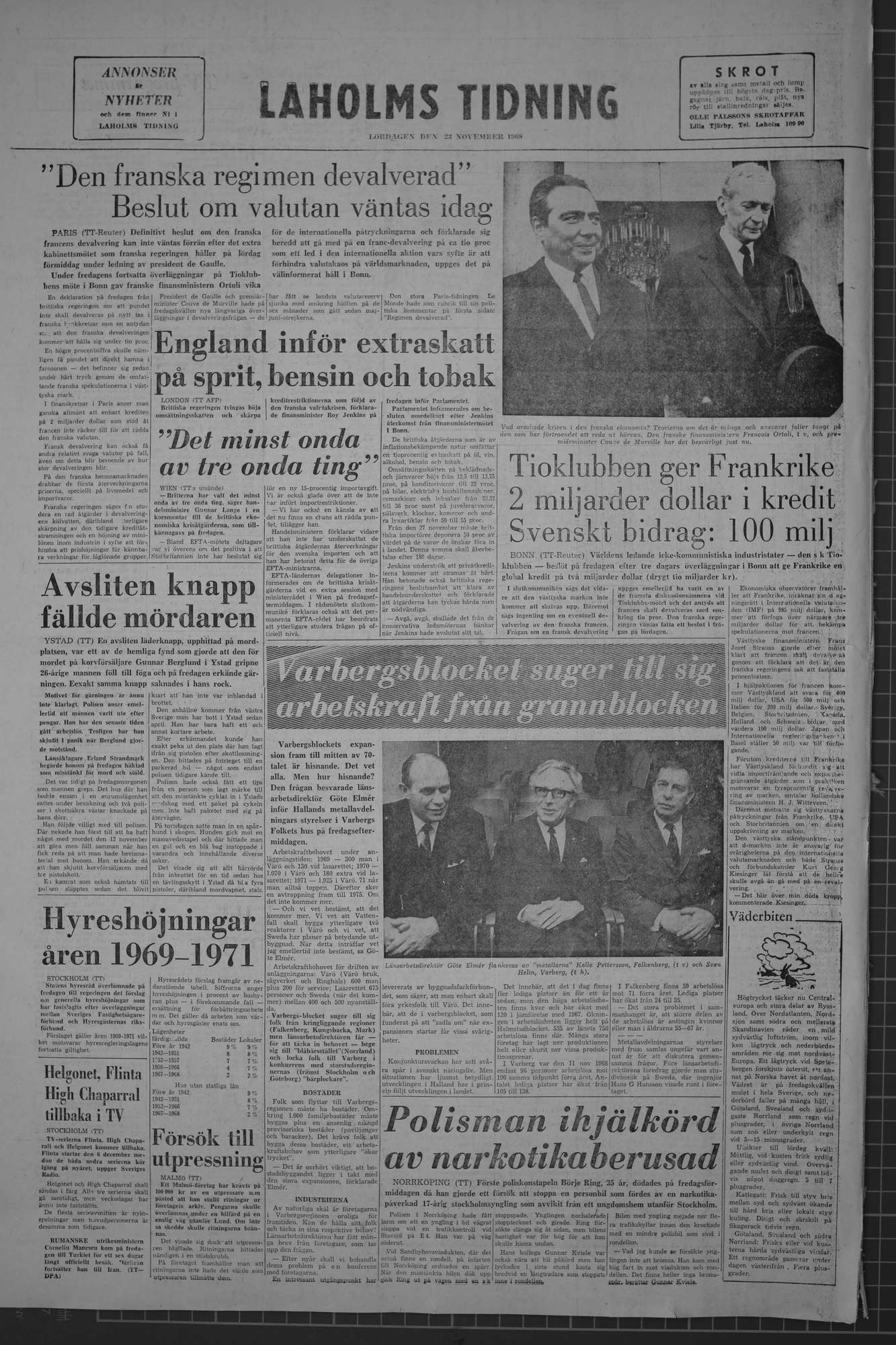 Laholms Tidning Lördag 23 november 1968, sida 8