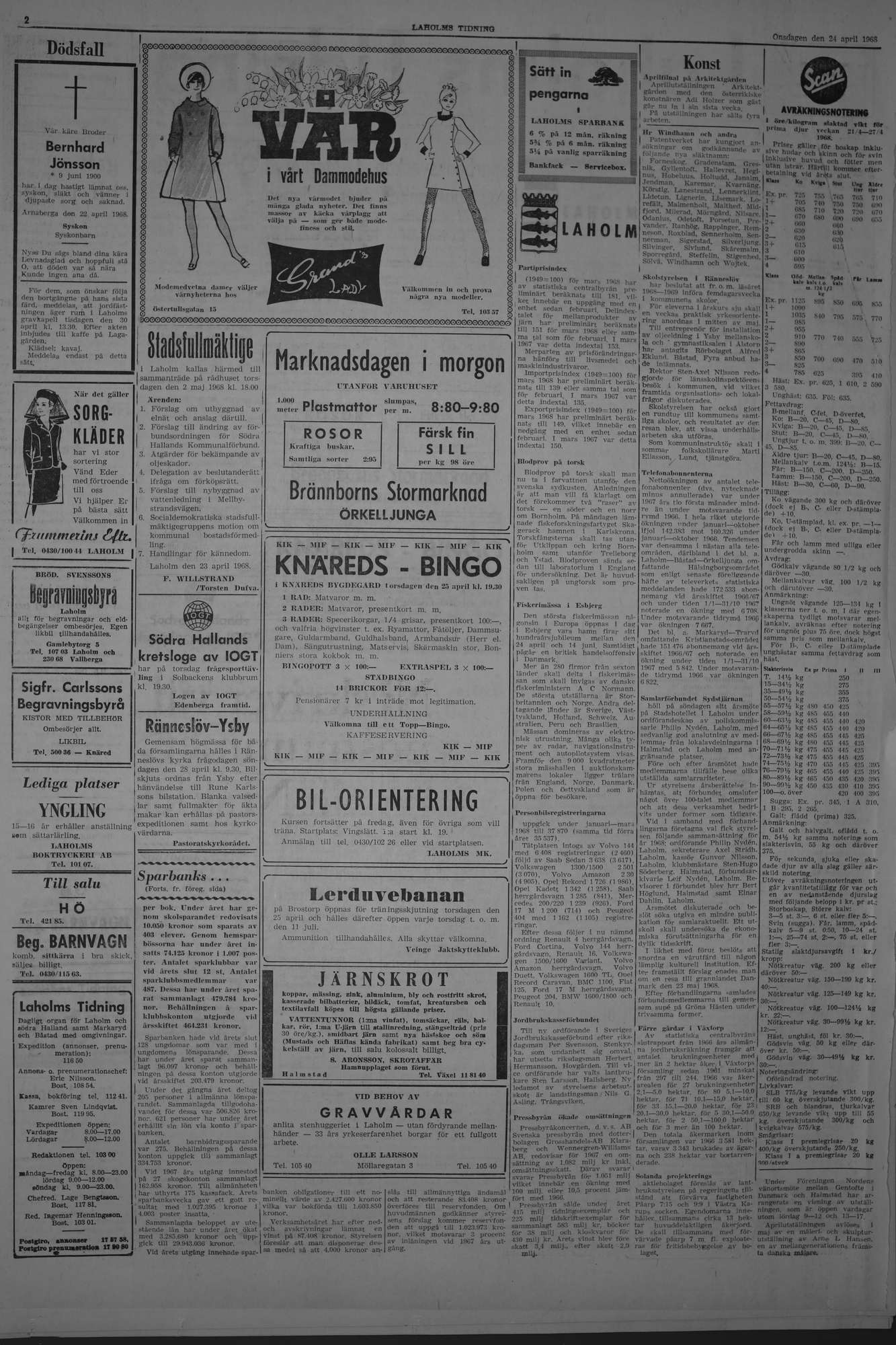 Laholms Tidning Onsdag 24 april 1968, sida 2