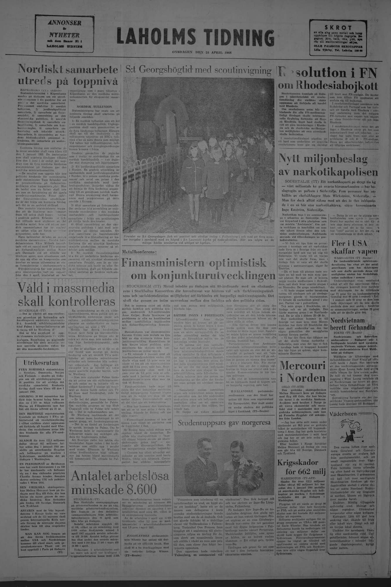Laholms Tidning Onsdag 24 april 1968, sida 8