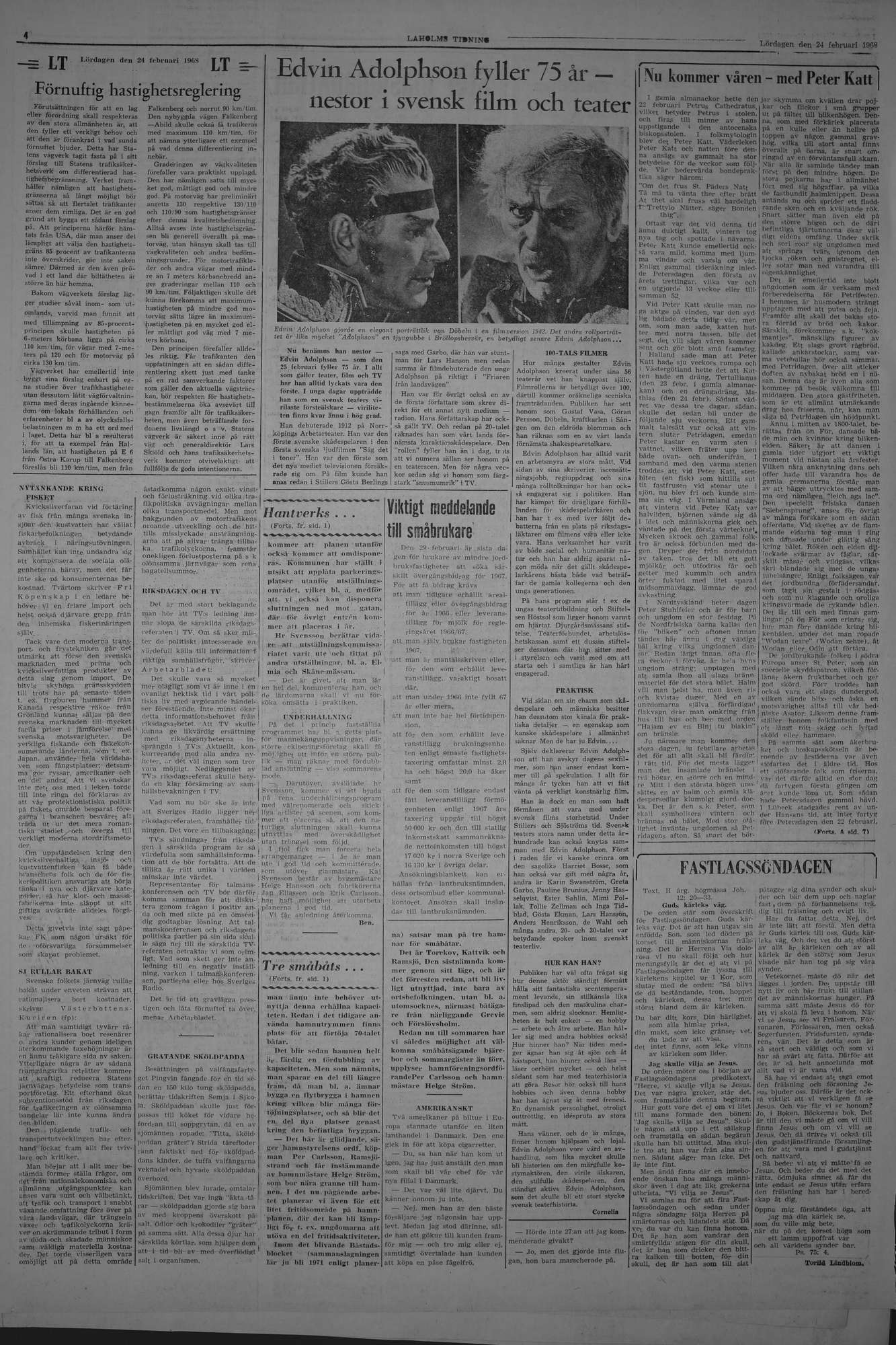 Laholms Tidning Lördag 24 februari 1968, sida 4