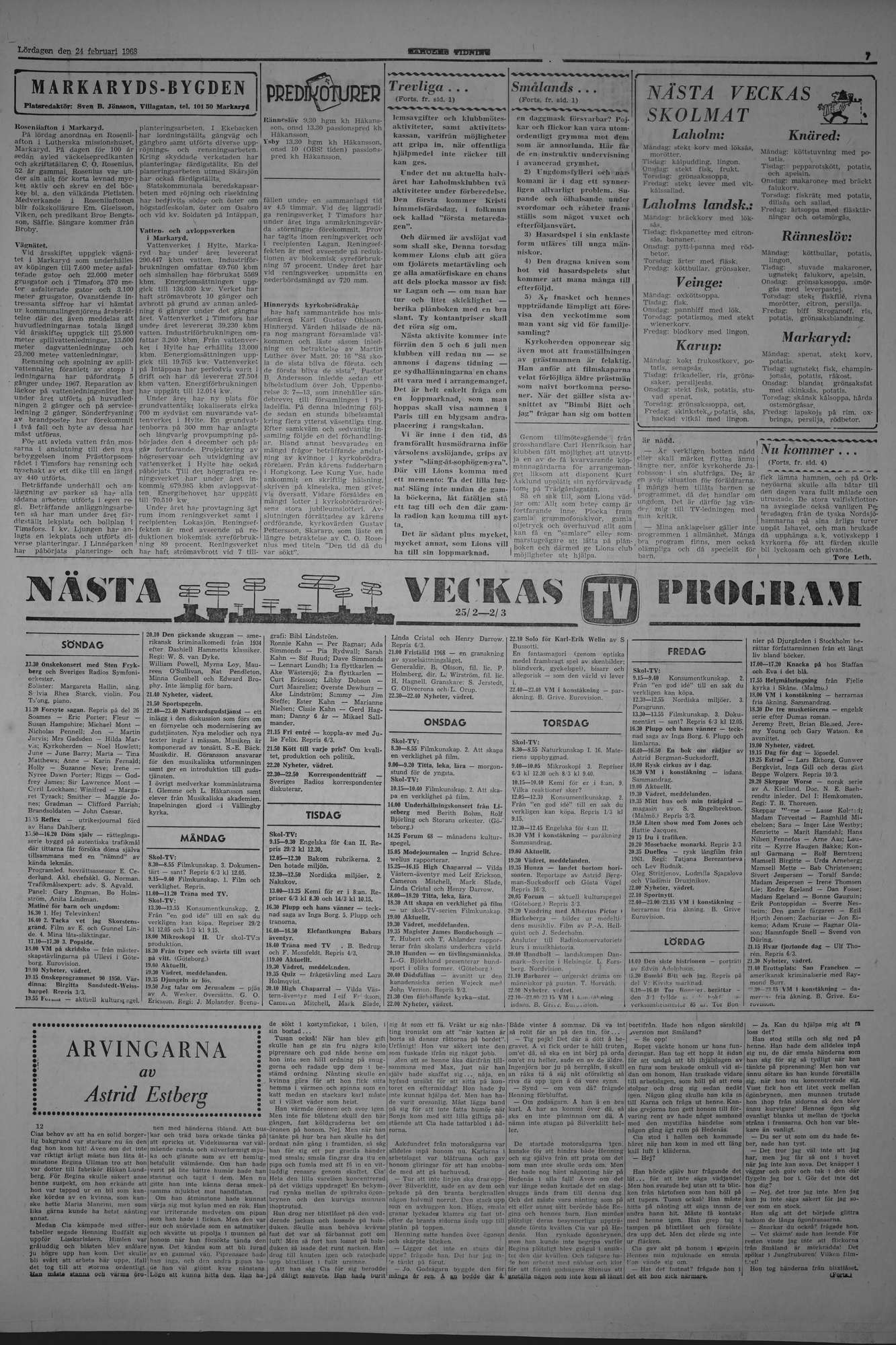 Laholms Tidning Lördag 24 februari 1968, sida 7