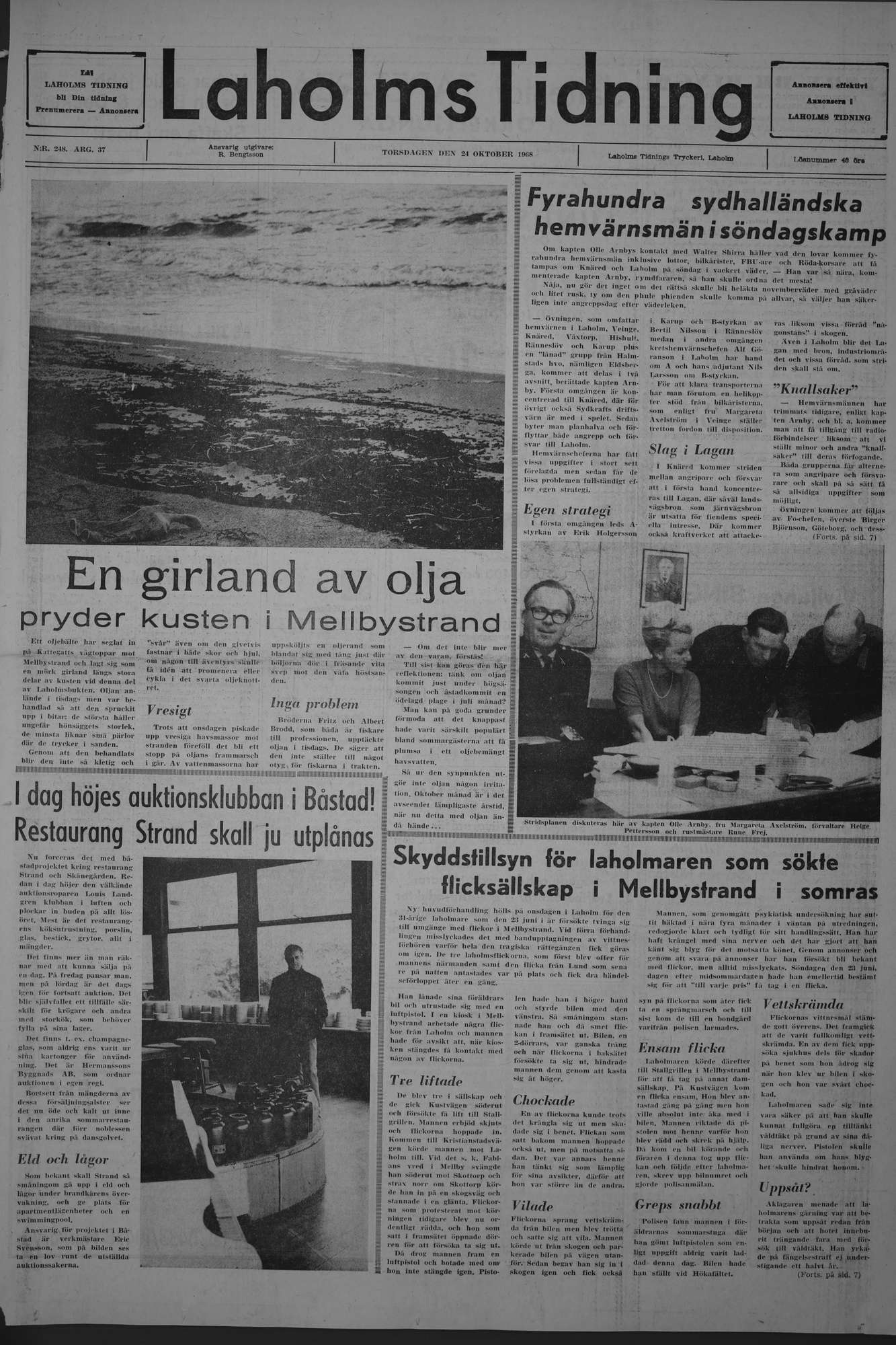 Laholms Tidning Torsdag 24 oktober 1968, sida 1