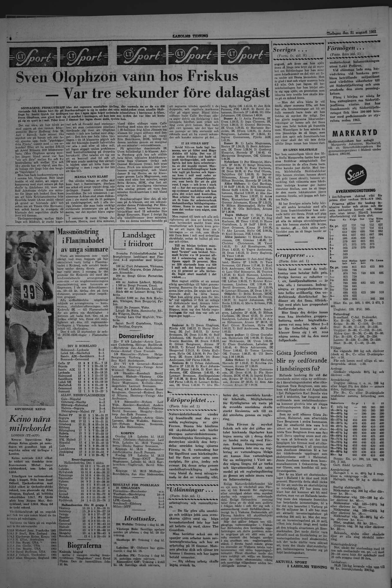 Laholms Tidning Tisdag 31 augusti 1965, sida 6
