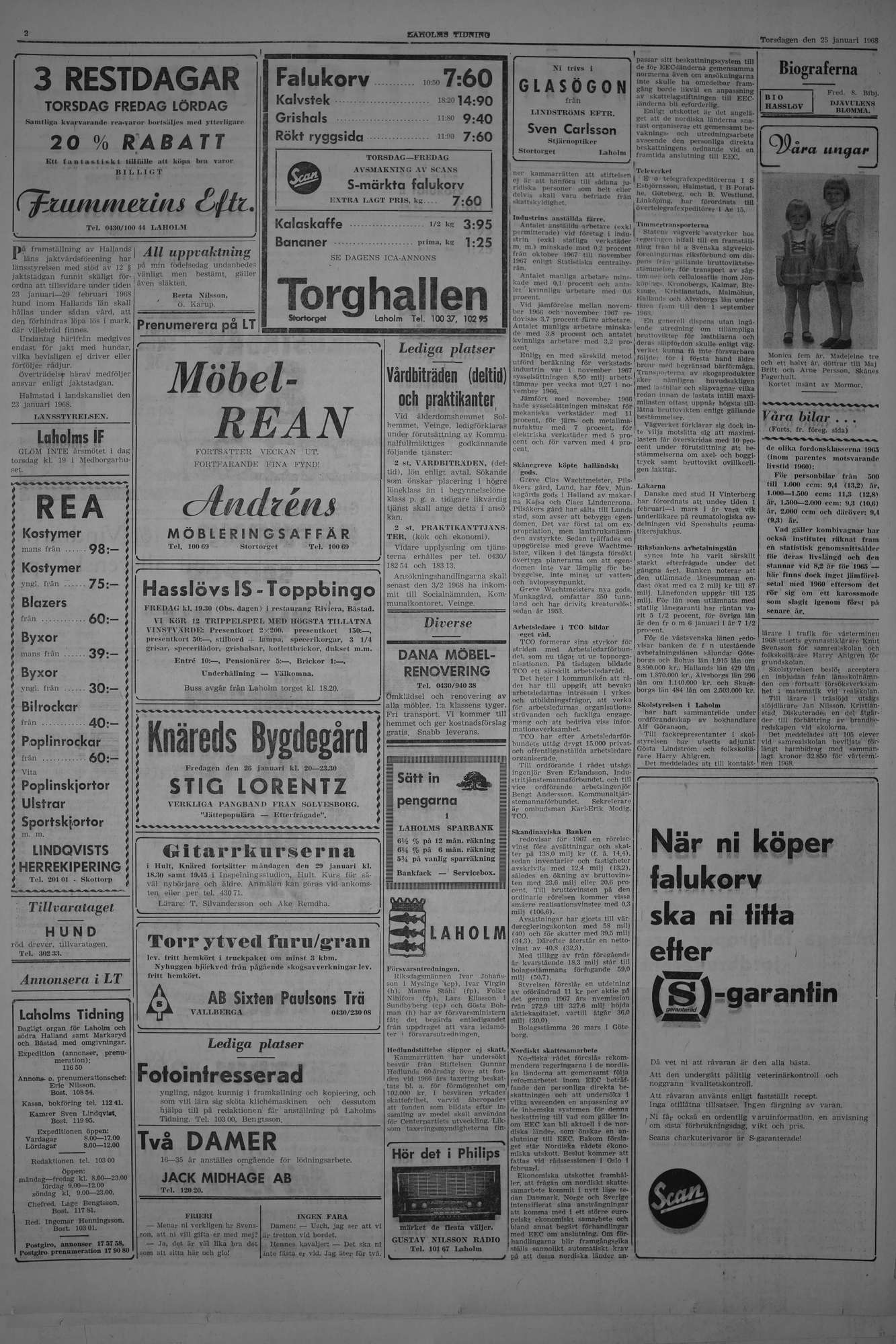 Laholms Tidning Torsdag 25 januari 1968, sida 2