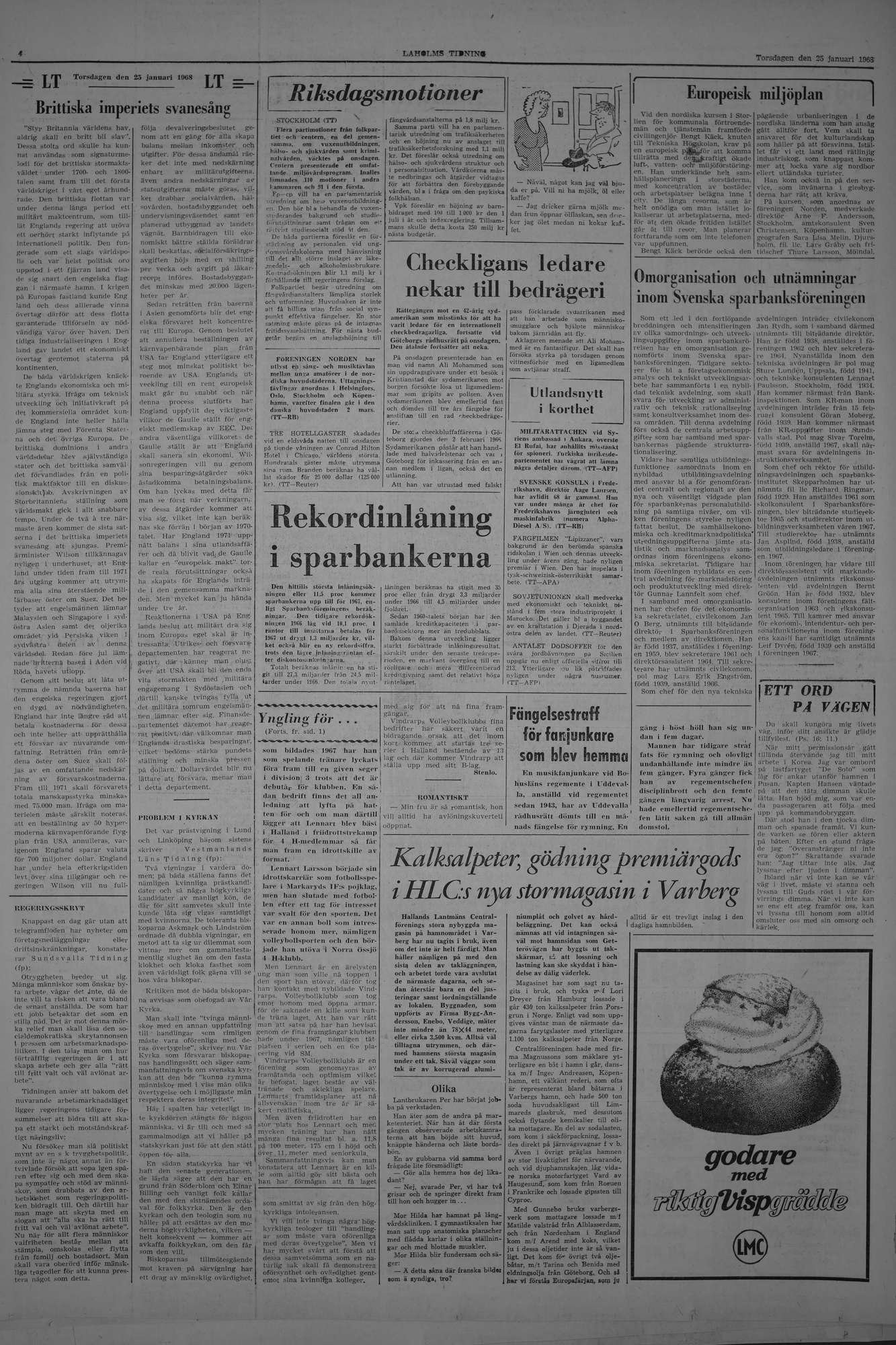 Laholms Tidning Torsdag 25 januari 1968, sida 4