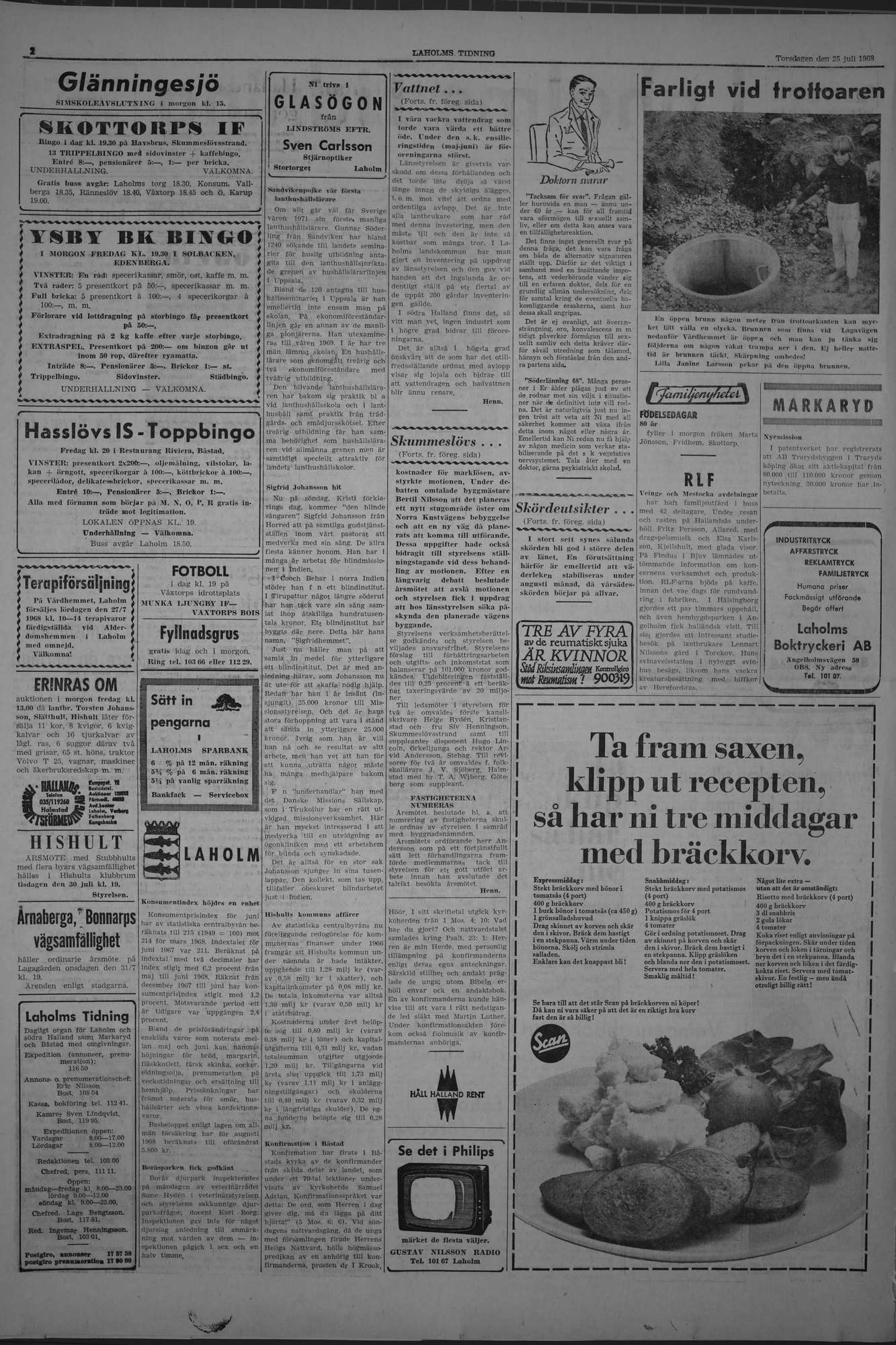 Laholms Tidning Torsdag 25 juli 1968, sida 2