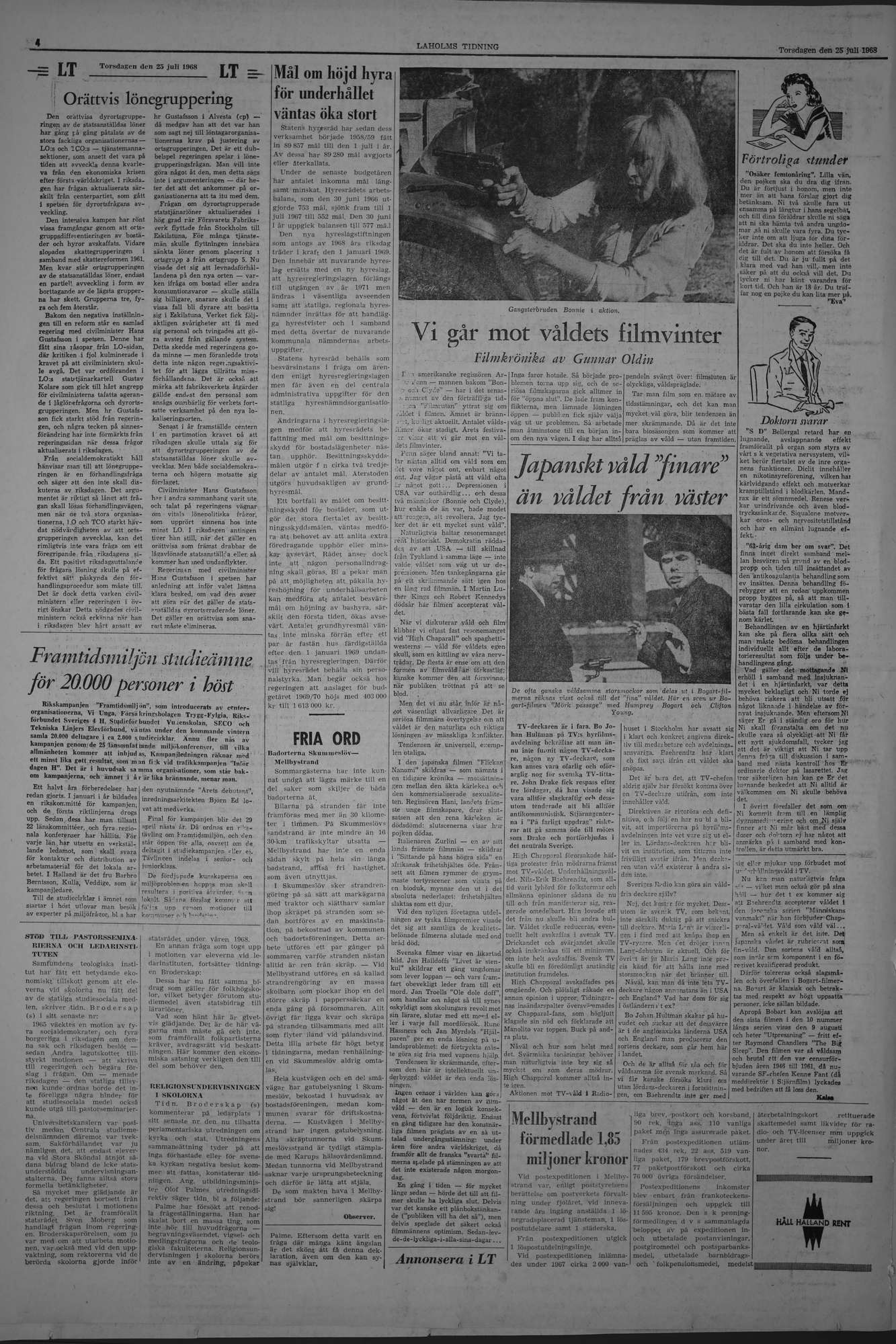Laholms Tidning Torsdag 25 juli 1968, sida 4