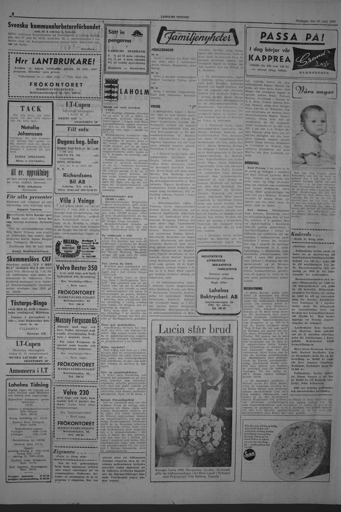 Laholms Tidning Tisdag 25 juni 1968, sida 2