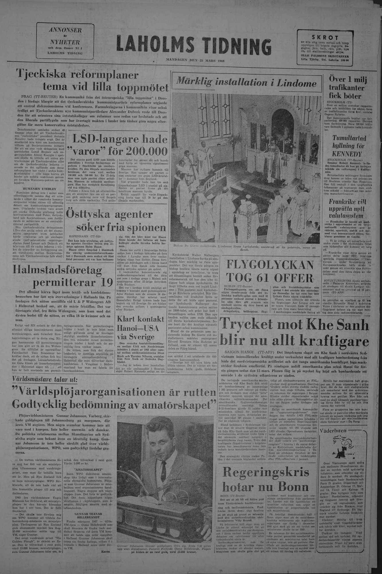 Laholms Tidning Måndag 25 mars 1968, sida 8