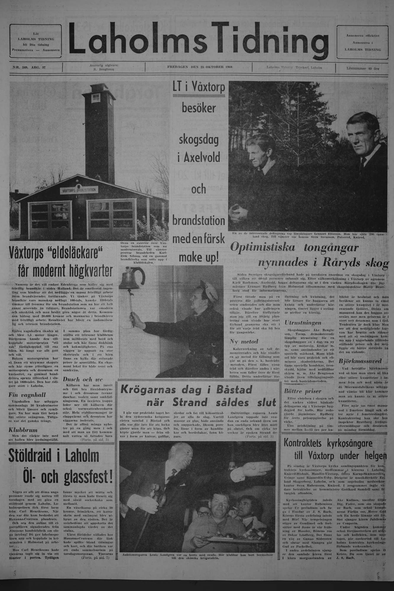 Laholms Tidning Fredag 25 oktober 1968, sida 1