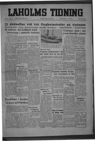 Förstasidan, Onsdag 13 juli 1949