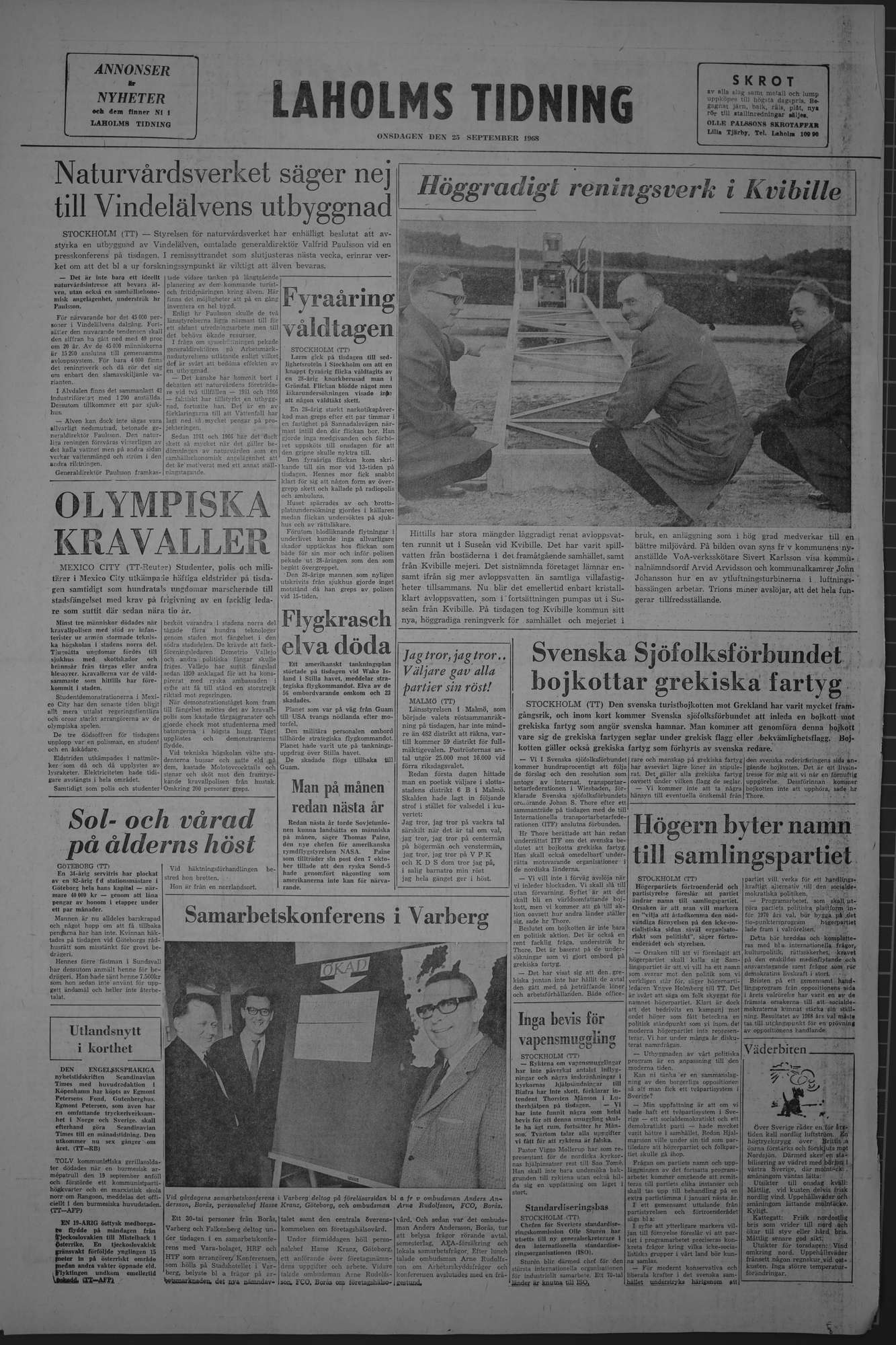 Laholms Tidning Onsdag 25 september 1968, sida 8