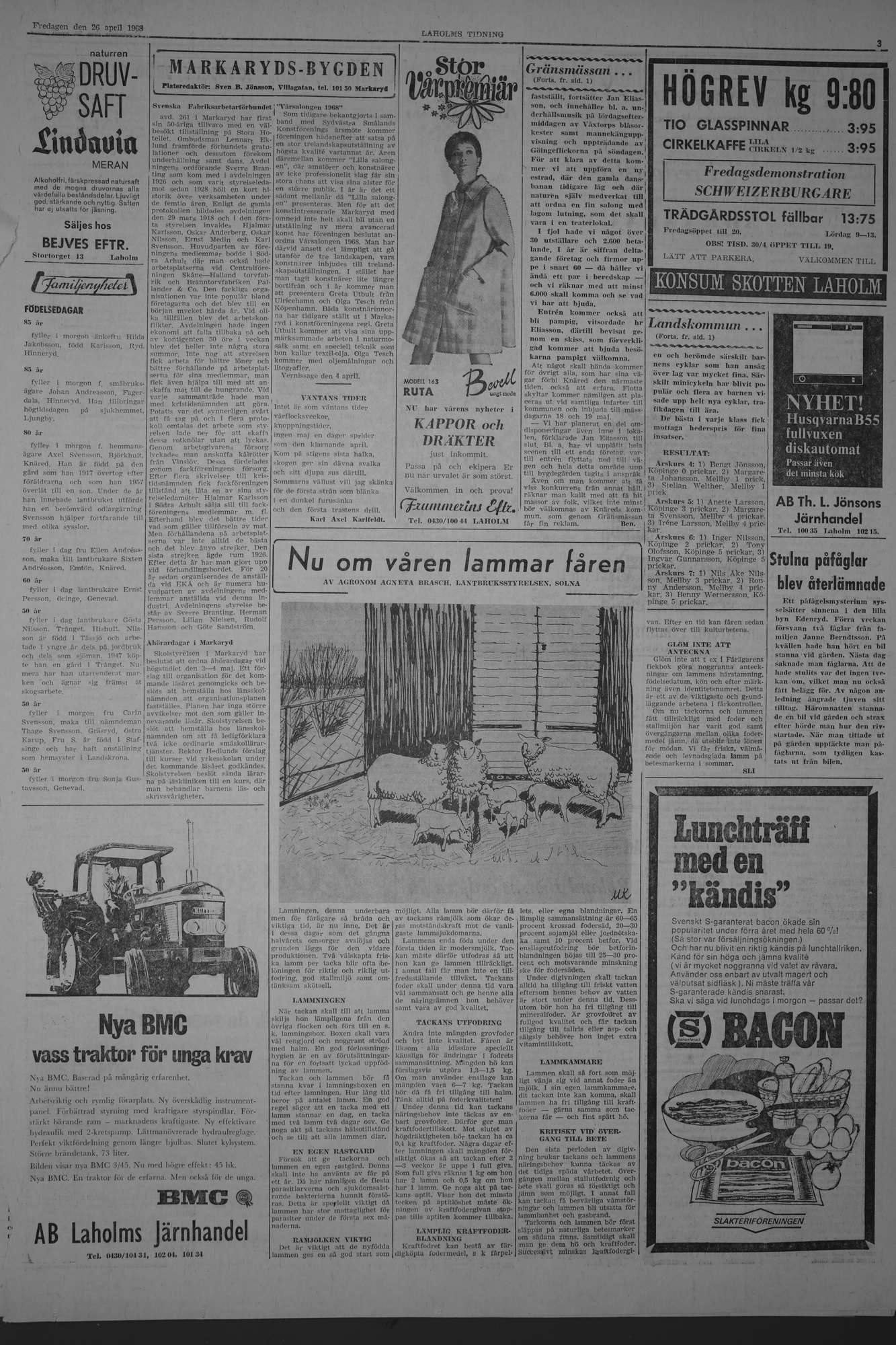 Laholms Tidning Fredag 26 april 1968, sida 3