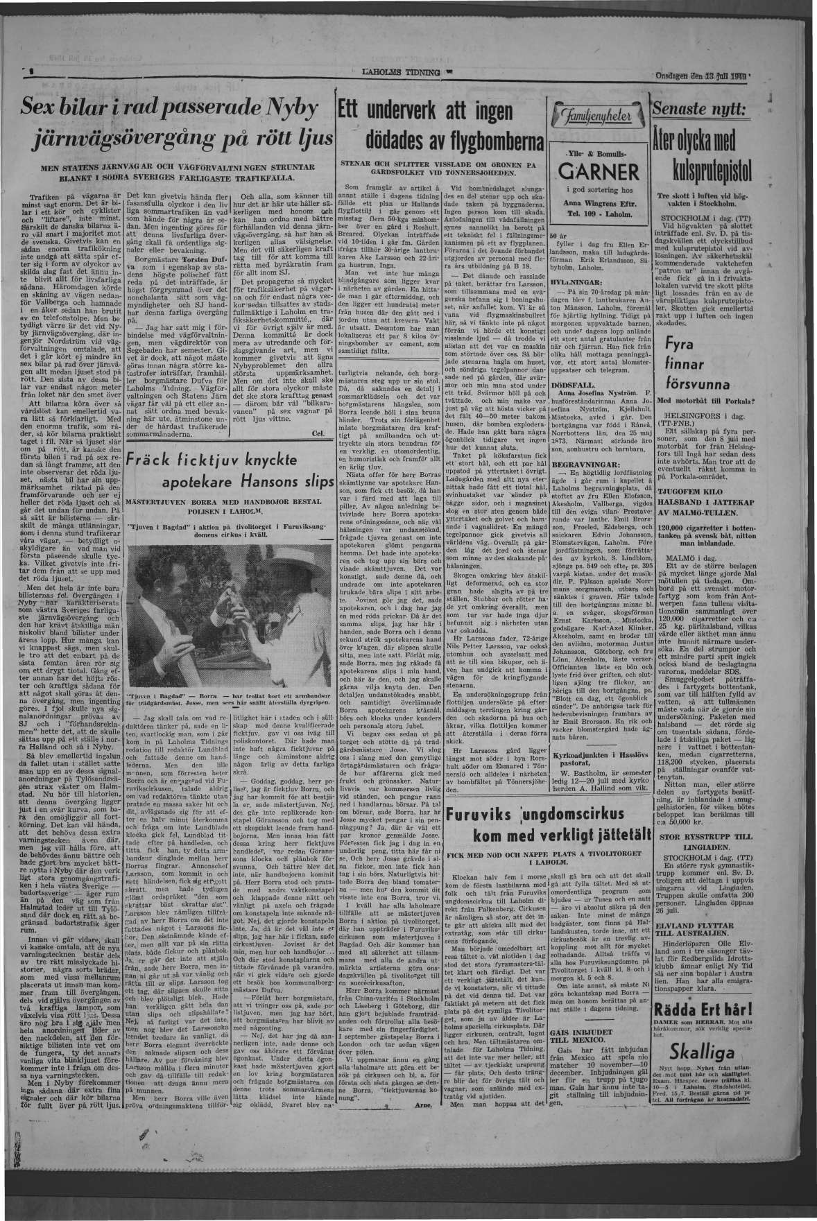 Laholms Tidning Onsdag 13 juli 1949, sida 3