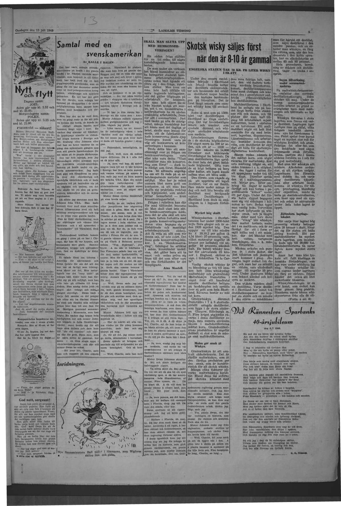 Laholms Tidning Onsdag 13 juli 1949, sida 5