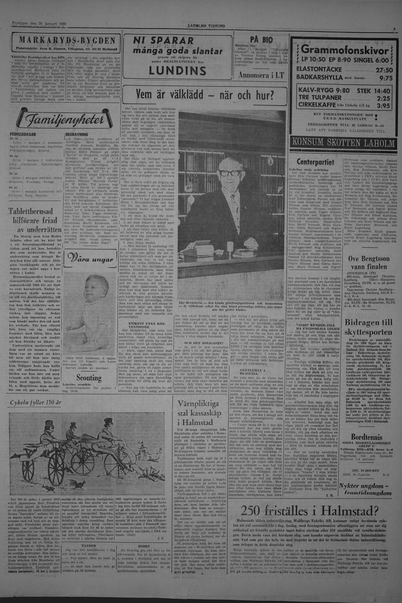 Laholms Tidning Fredag 26 januari 1968, sida 3