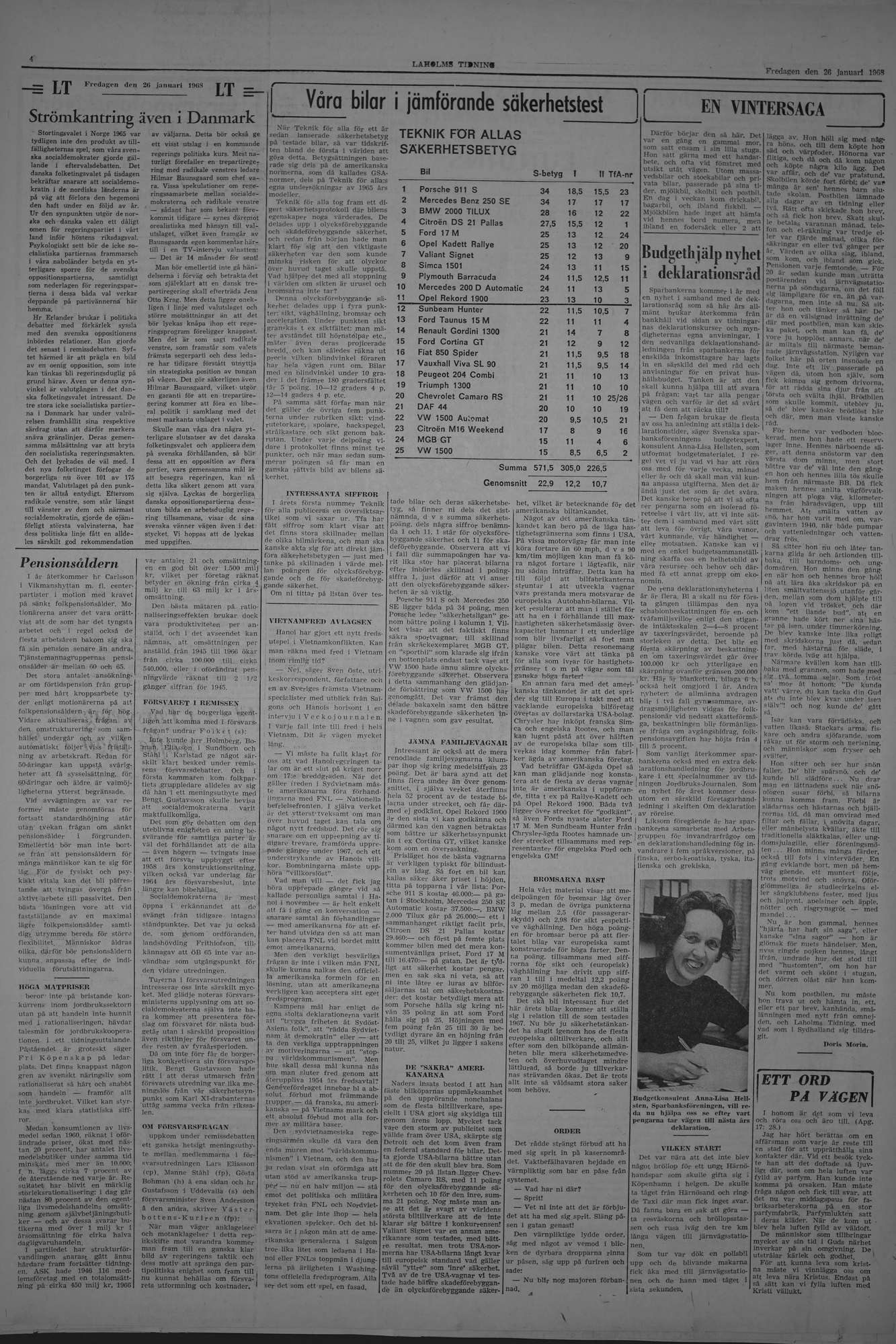 Laholms Tidning Fredag 26 januari 1968, sida 4