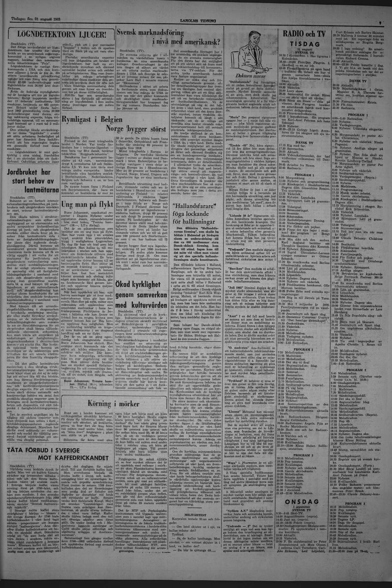 Laholms Tidning Tisdag 31 augusti 1965, sida 7