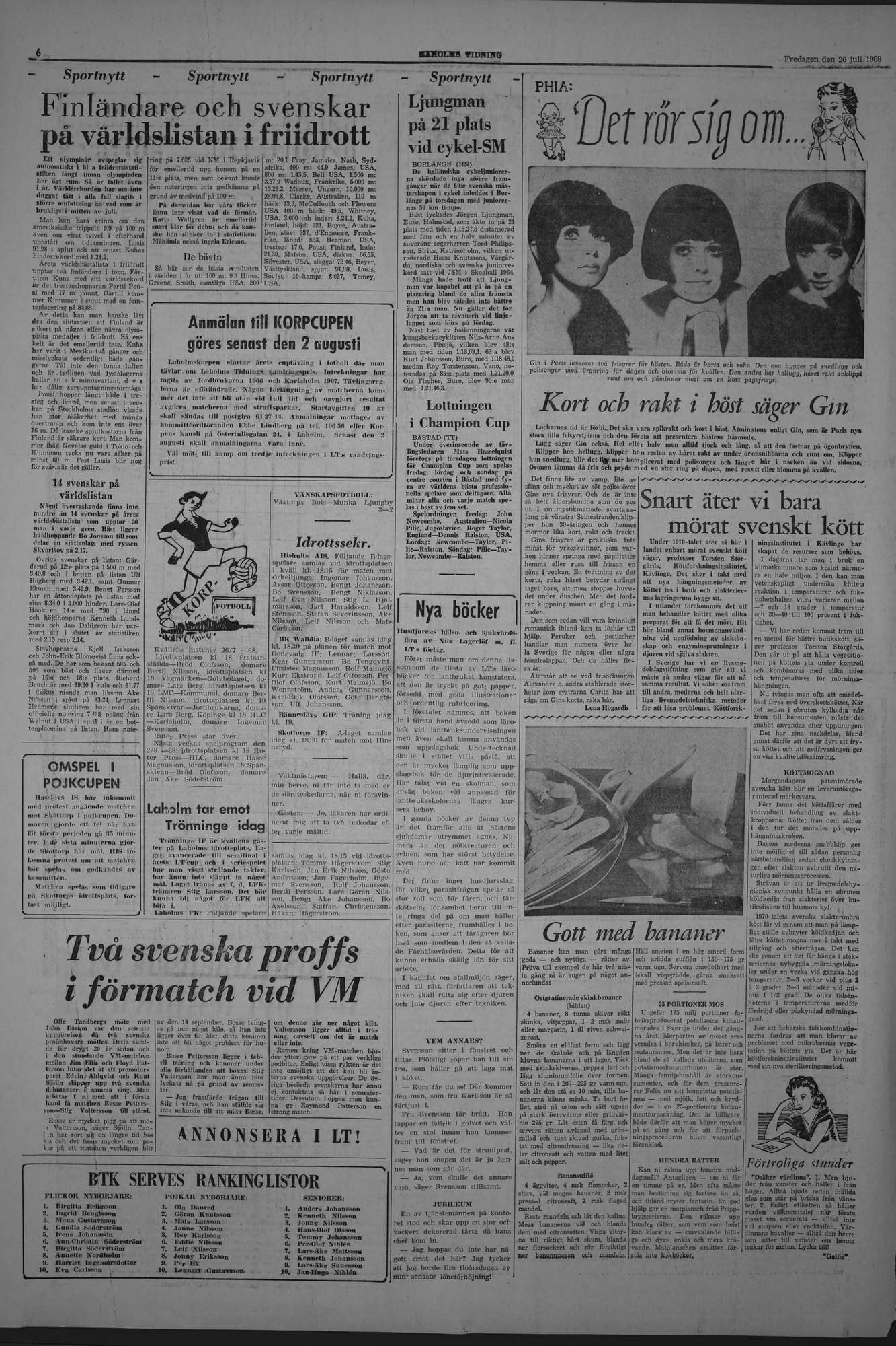 Laholms Tidning Fredag 26 juli 1968, sida 6