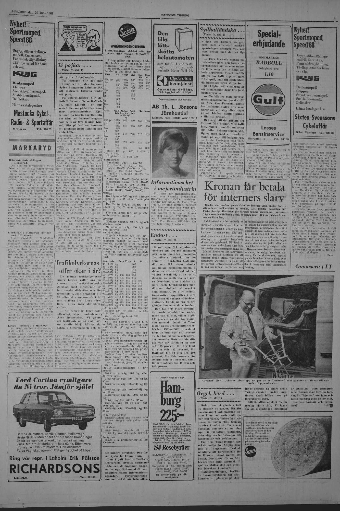 Laholms Tidning Onsdag 26 juni 1968, sida 3