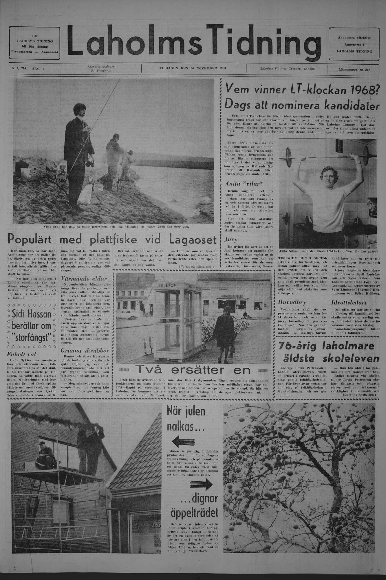 Laholms Tidning Tisdag 26 november 1968, sida 1