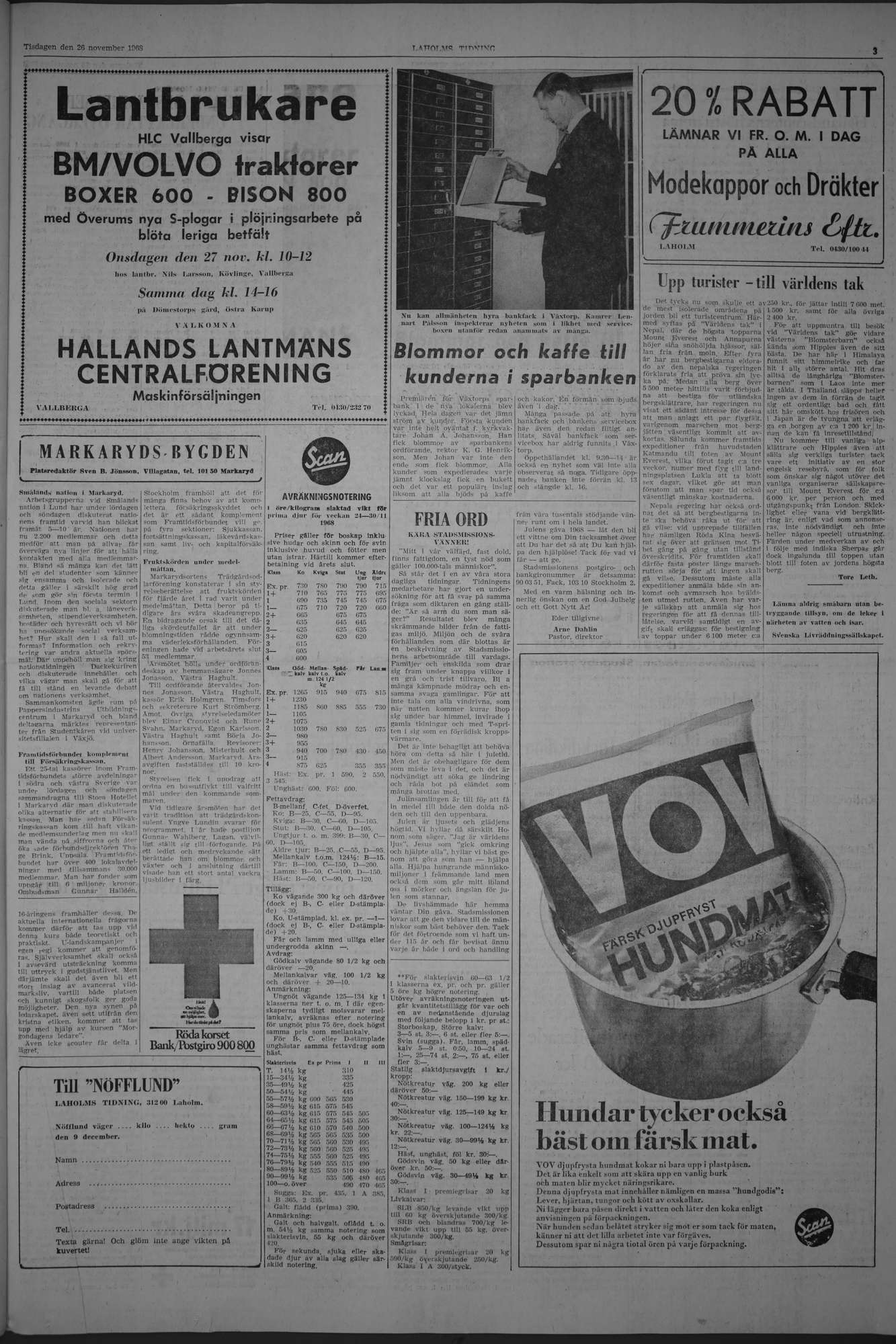 Laholms Tidning Tisdag 26 november 1968, sida 3