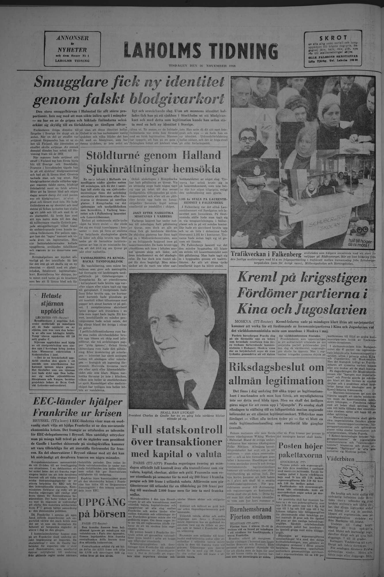 Laholms Tidning Tisdag 26 november 1968, sida 8