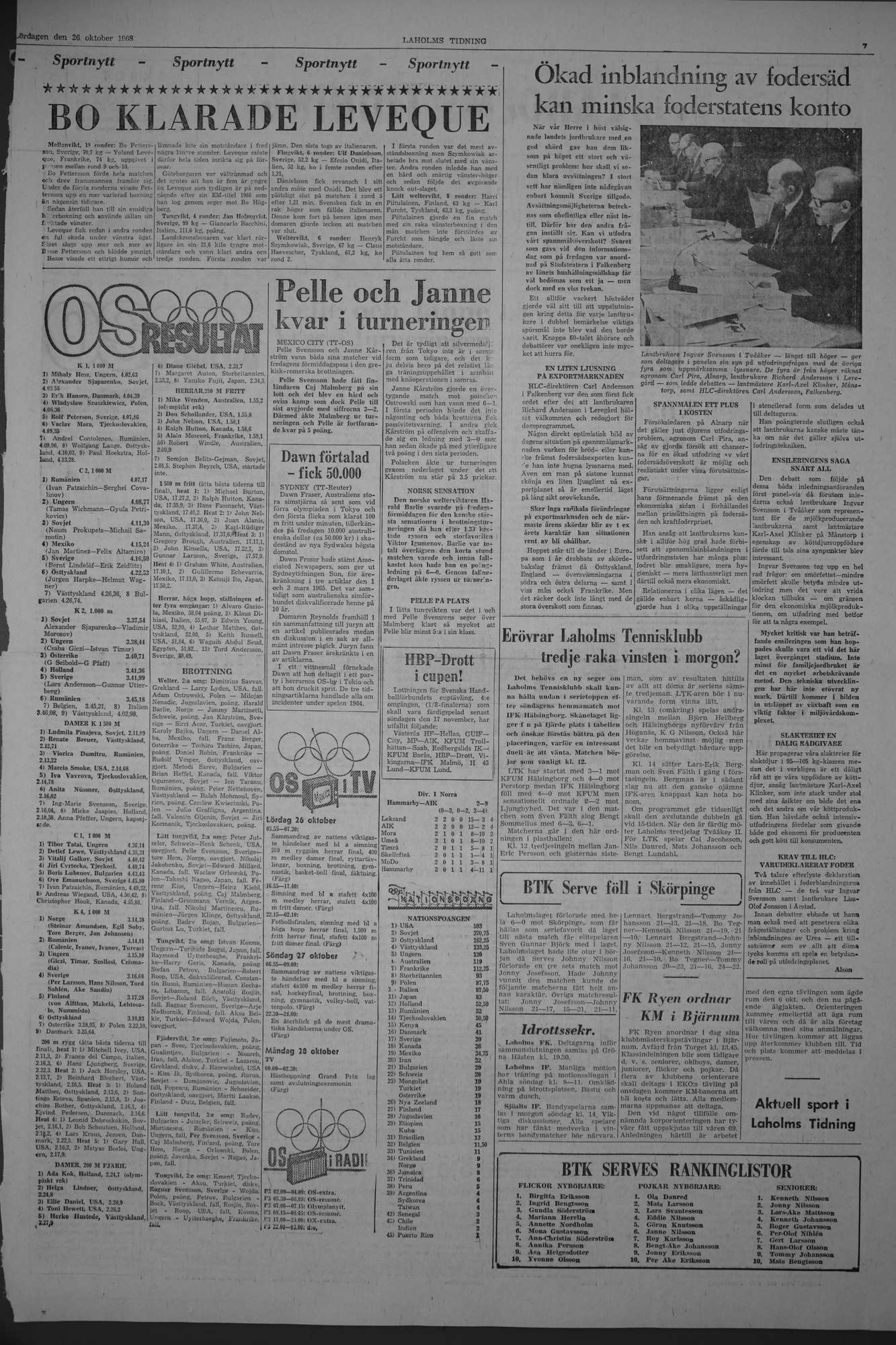 Laholms Tidning Lördag 26 oktober 1968, sida 7