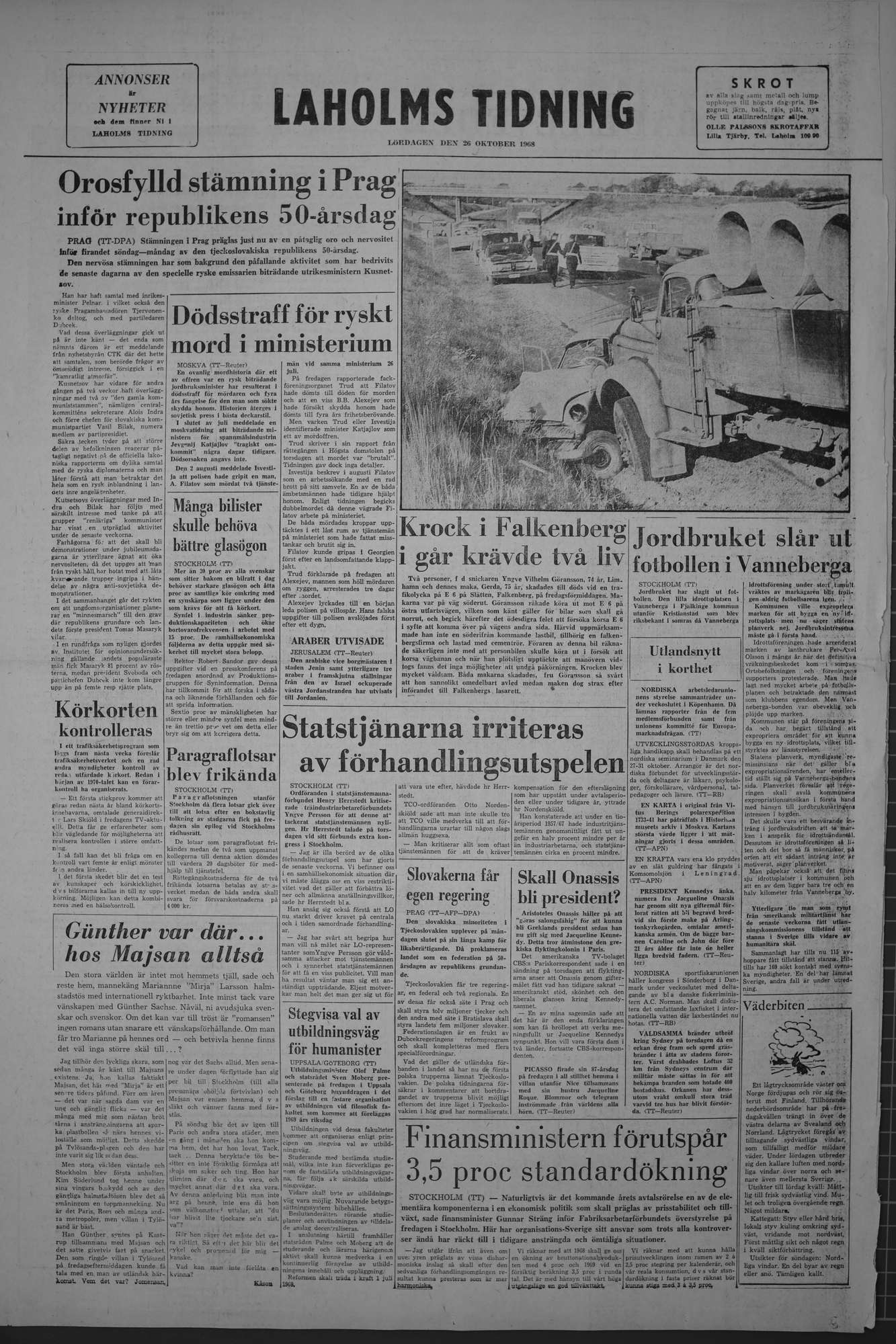 Laholms Tidning Lördag 26 oktober 1968, sida 8