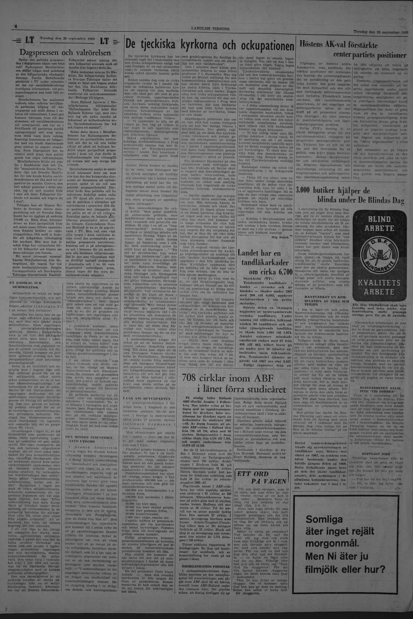 Laholms Tidning Torsdag 26 september 1968, sida 4