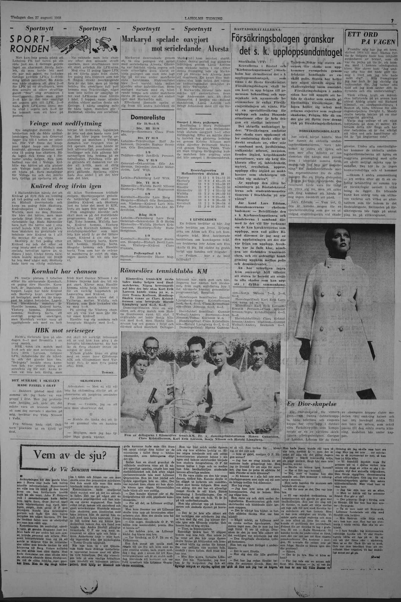 Laholms Tidning Tisdag 27 augusti 1968, sida 7