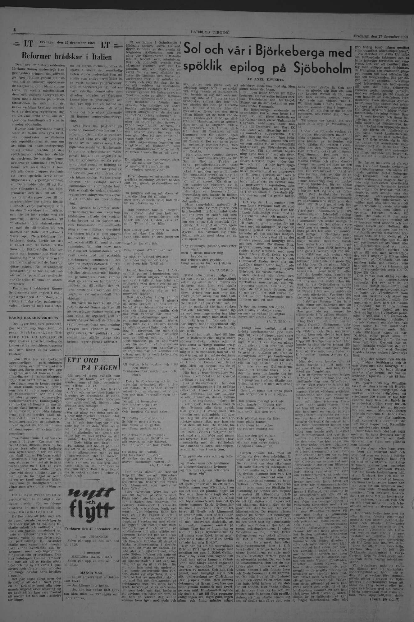 Laholms Tidning Fredag 27 december 1968, sida 4