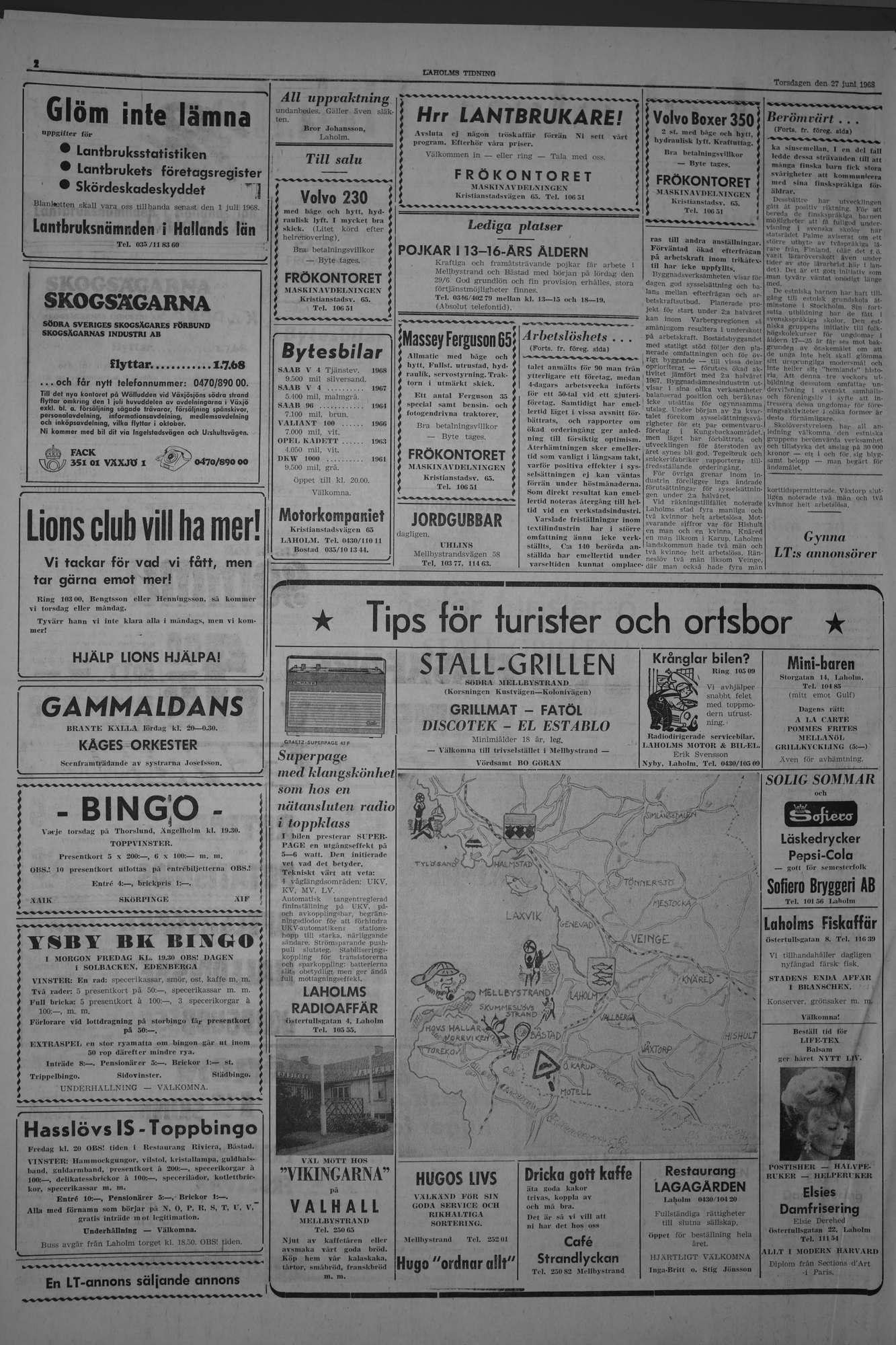 Laholms Tidning Torsdag 27 juni 1968, sida 2