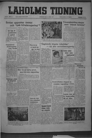 Förstasidan, Onsdag 13 april 1949
