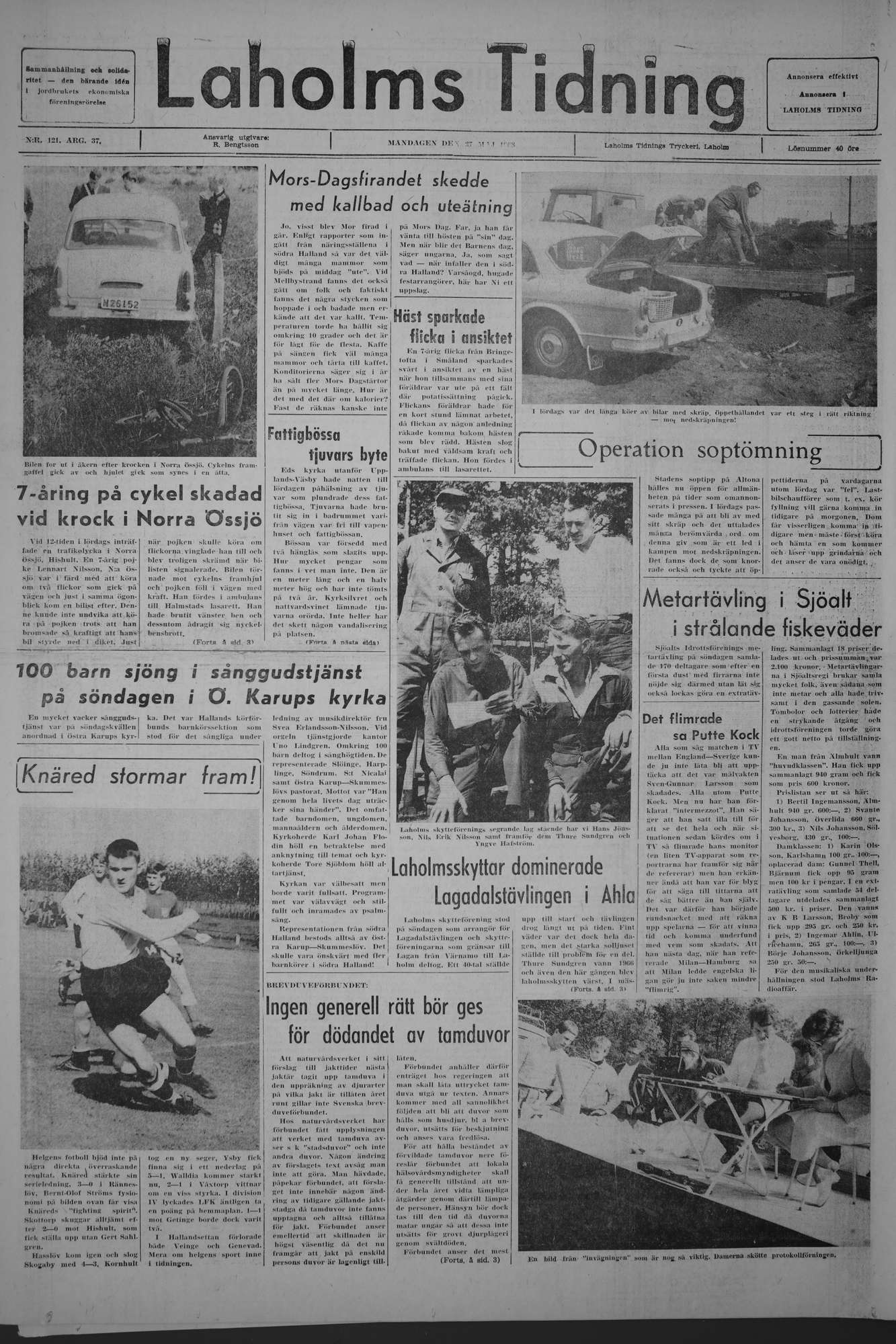 Laholms Tidning Måndag 27 maj 1968, sida 1