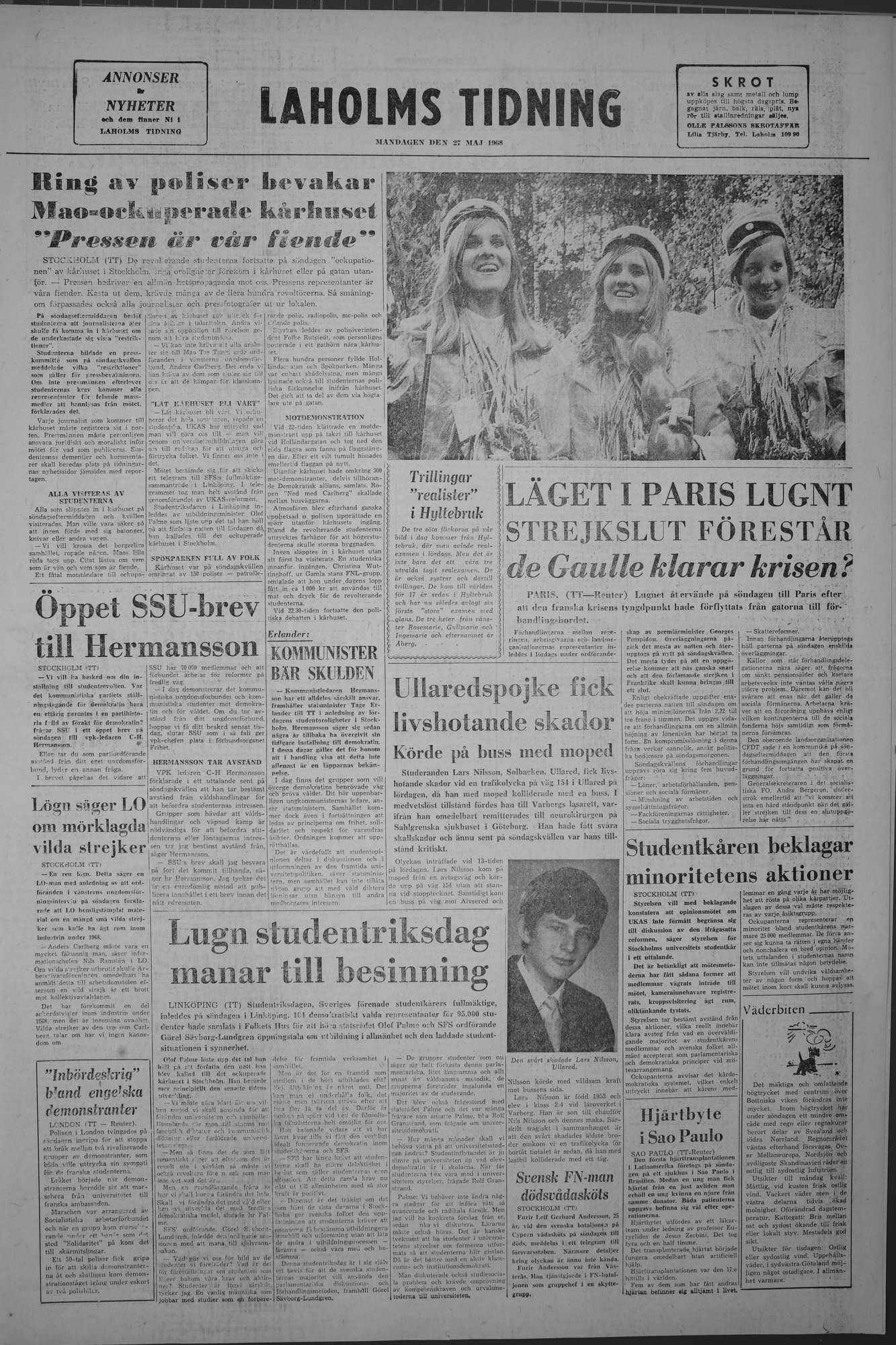 Laholms Tidning Måndag 27 maj 1968, sida 8