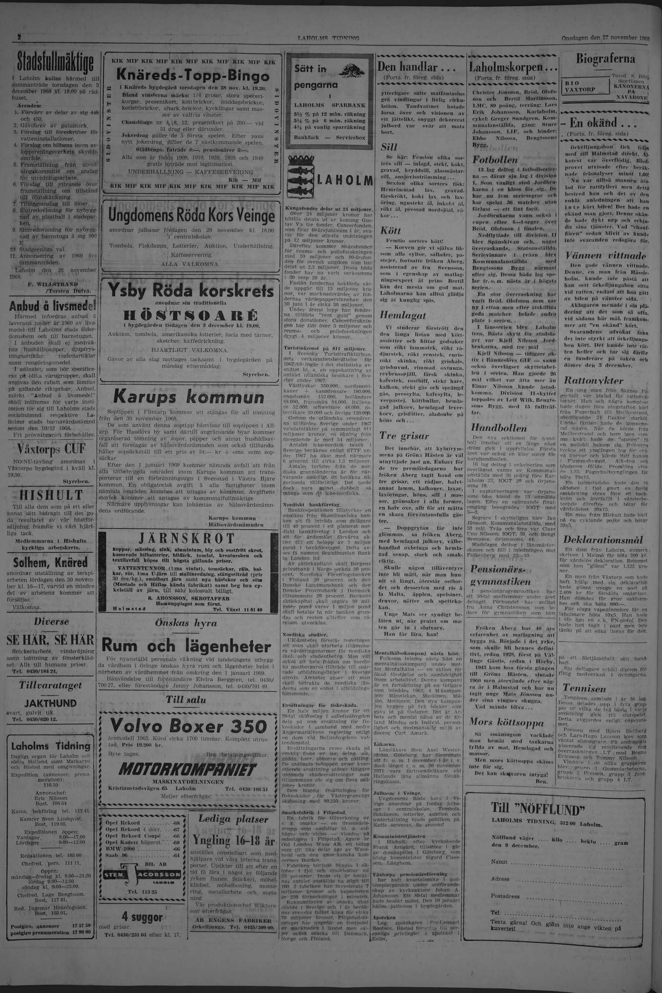 Laholms Tidning Onsdag 27 november 1968, sida 2