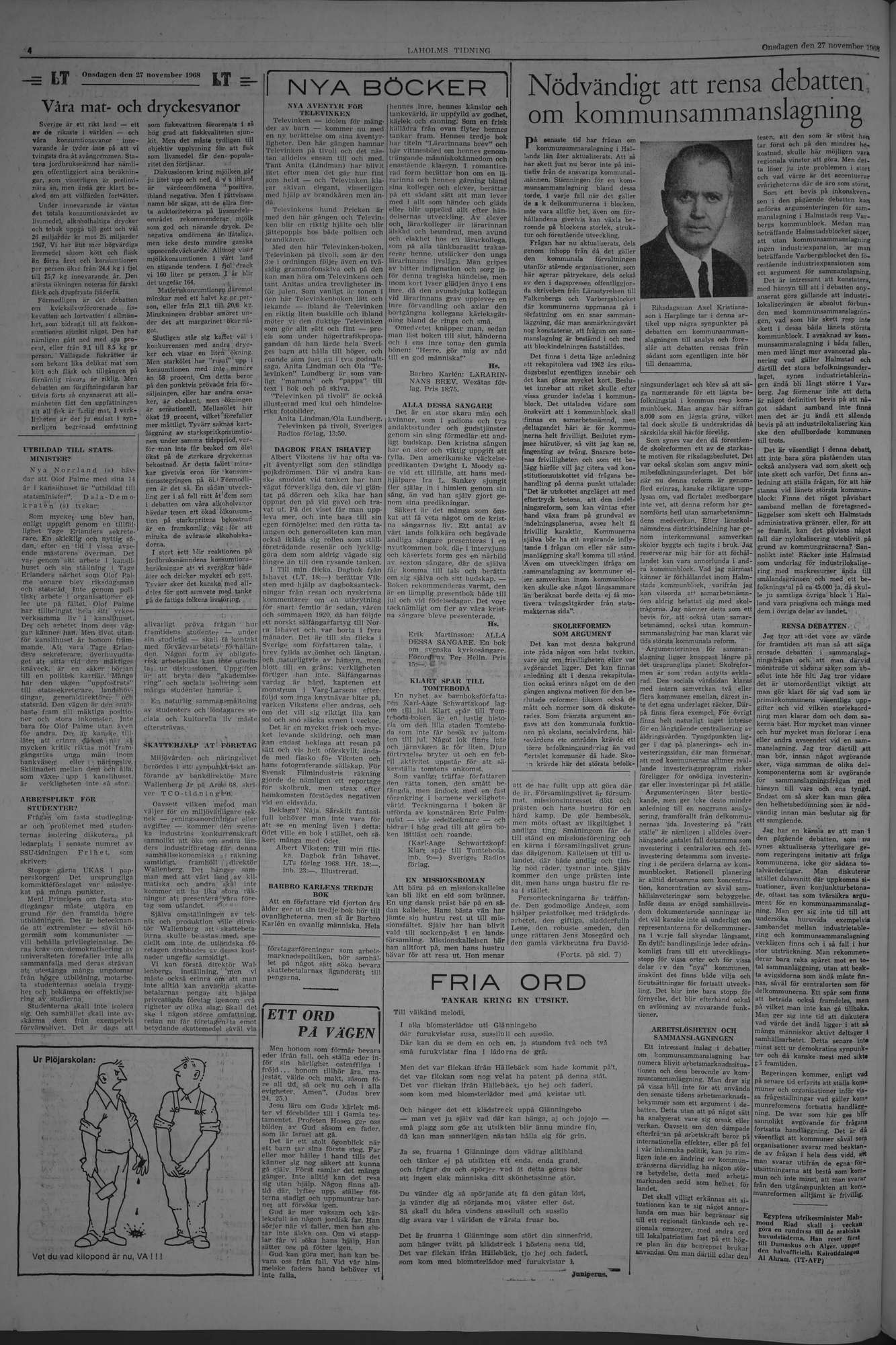 Laholms Tidning Onsdag 27 november 1968, sida 4